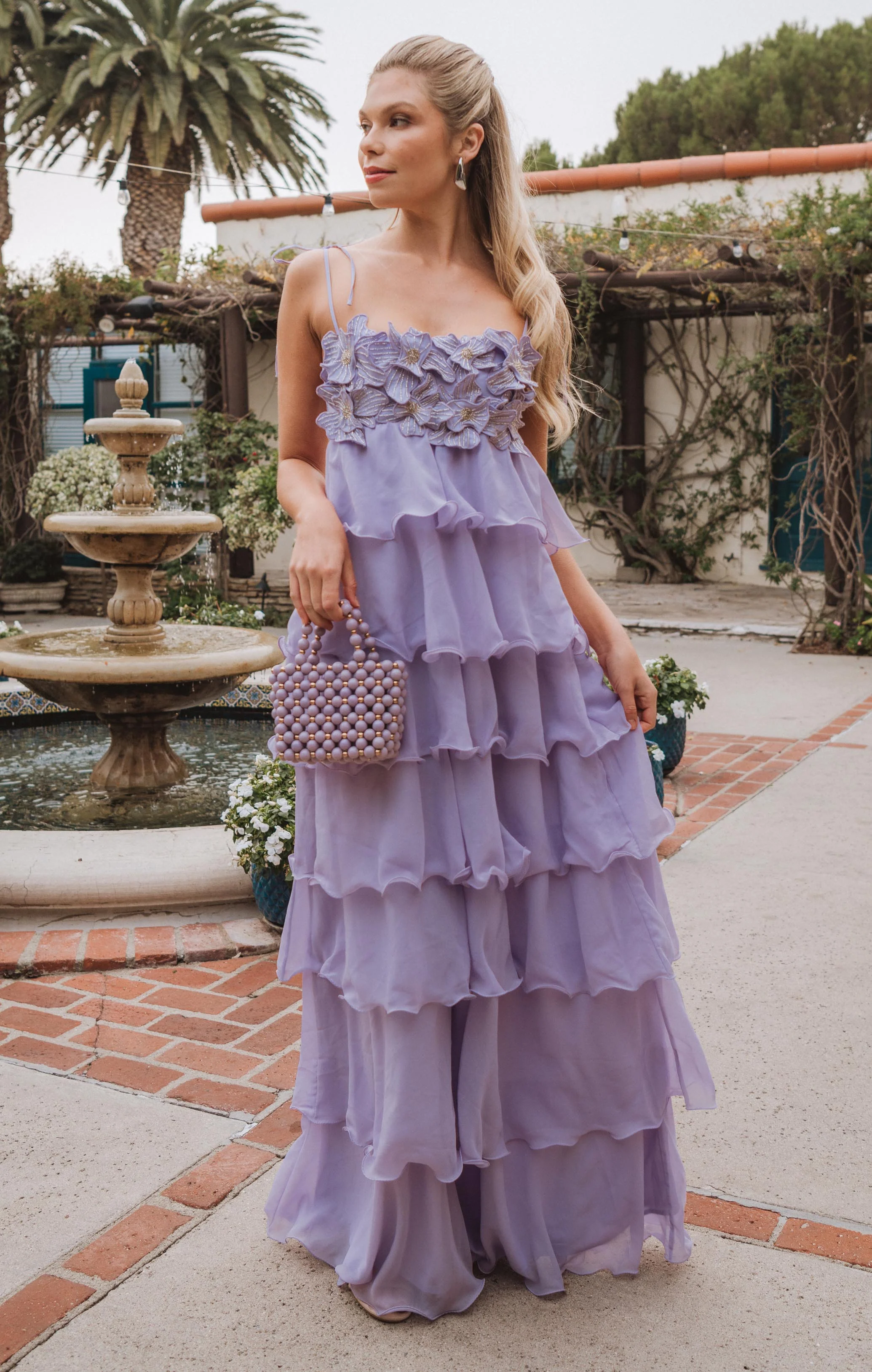 Gabriella Maxi Dress ~ Lilac Enchanted Embellishment