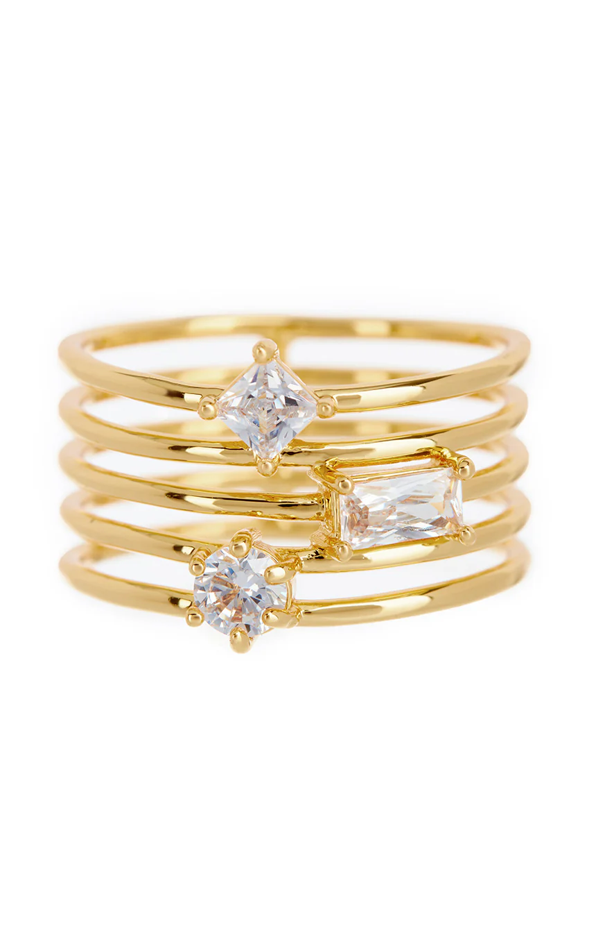 Triple Stone Stack Ring ~ Gold