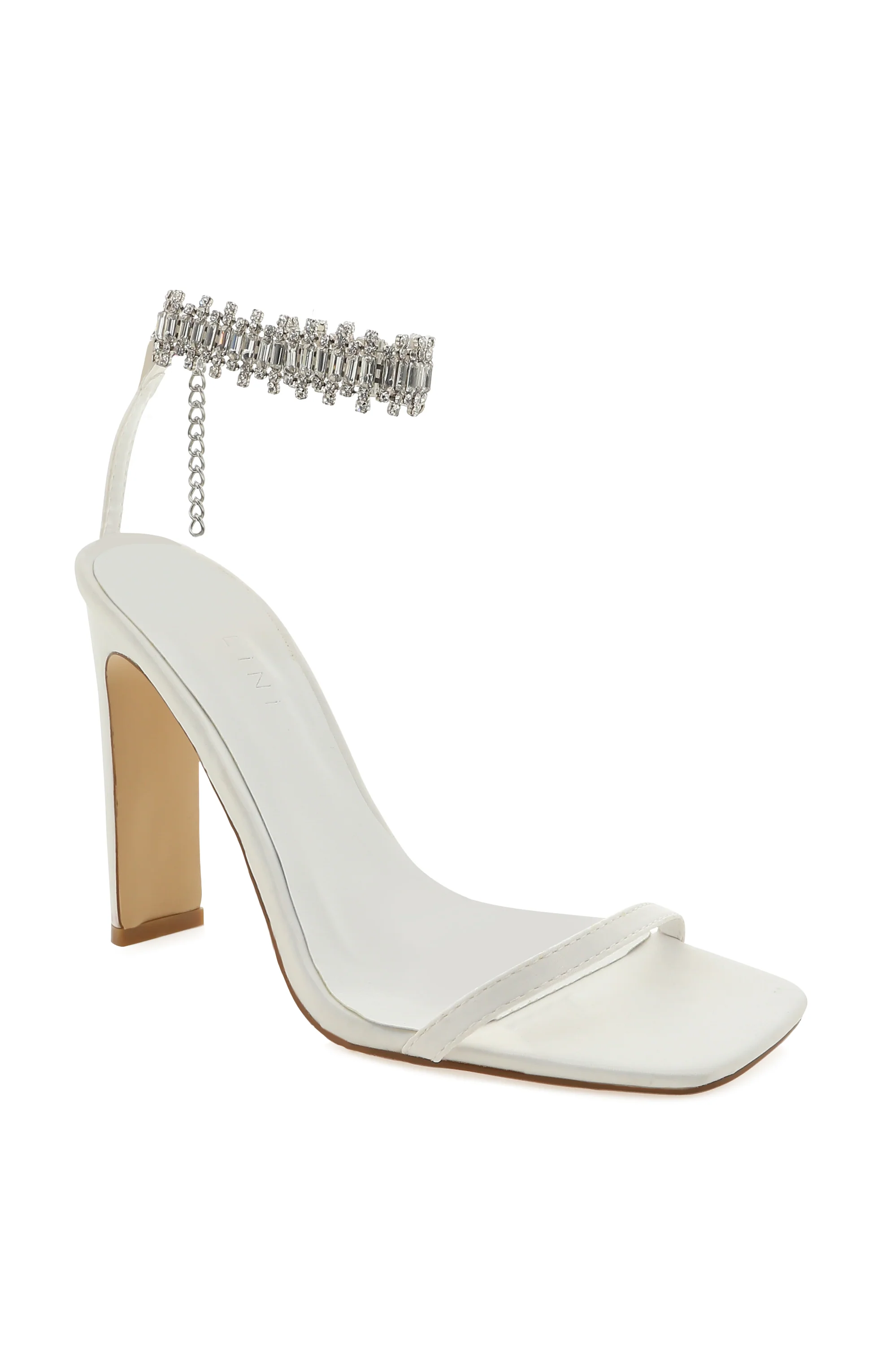Wrenna Block Heel ~ White Satin