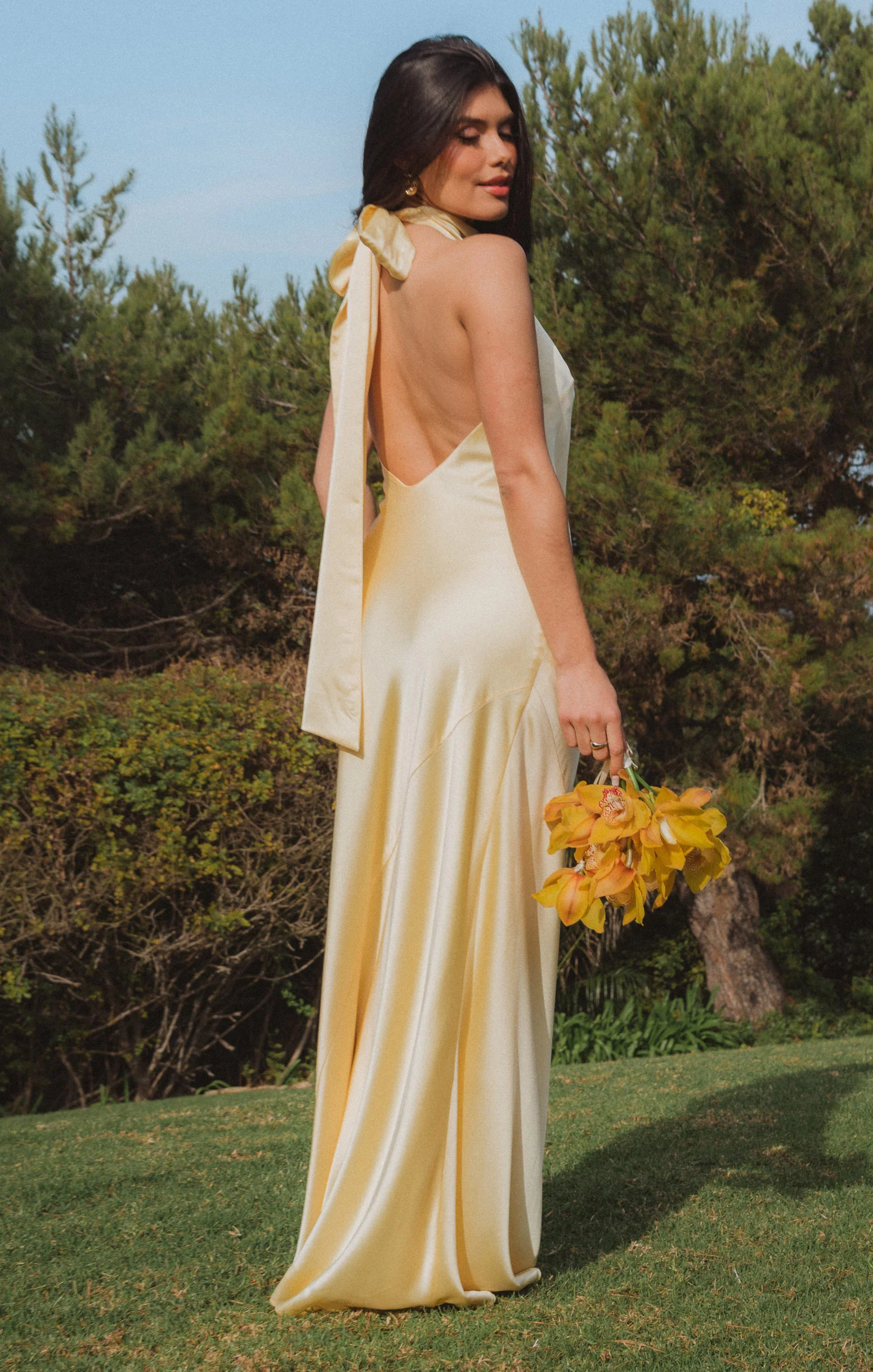 Emma Maxi Dress ~ Light Yellow Silk