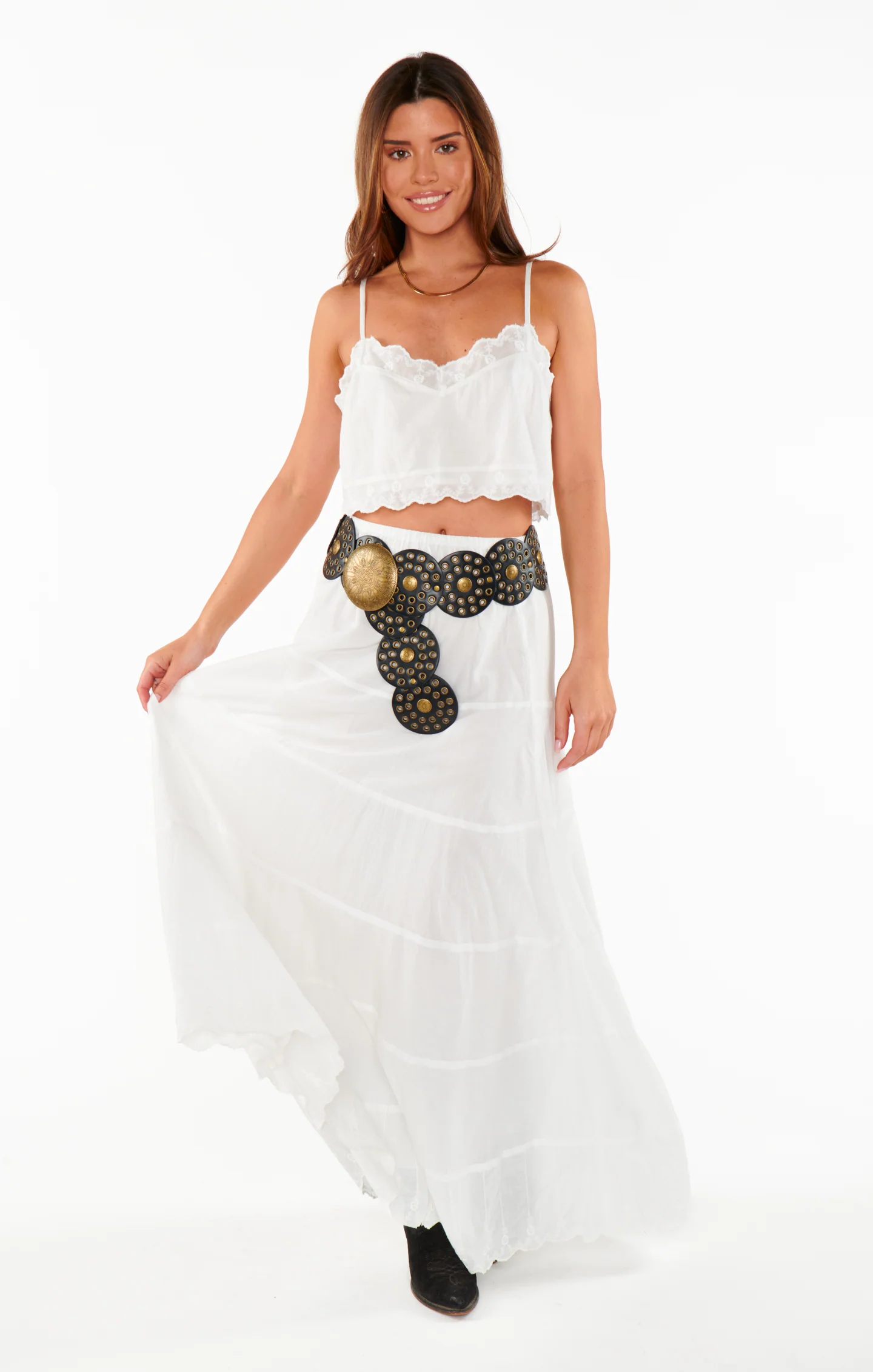 Western Studded Belt ~ Black/Gold