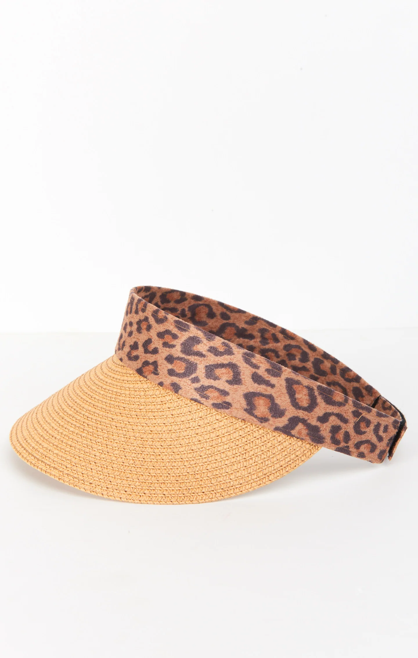 Stylish Straw Visor Hat ~ Leopard