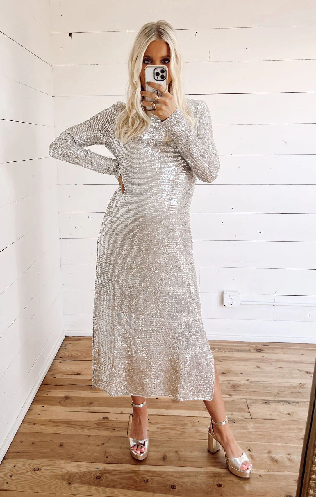 Maddison Dress ~ Platinum Sequins