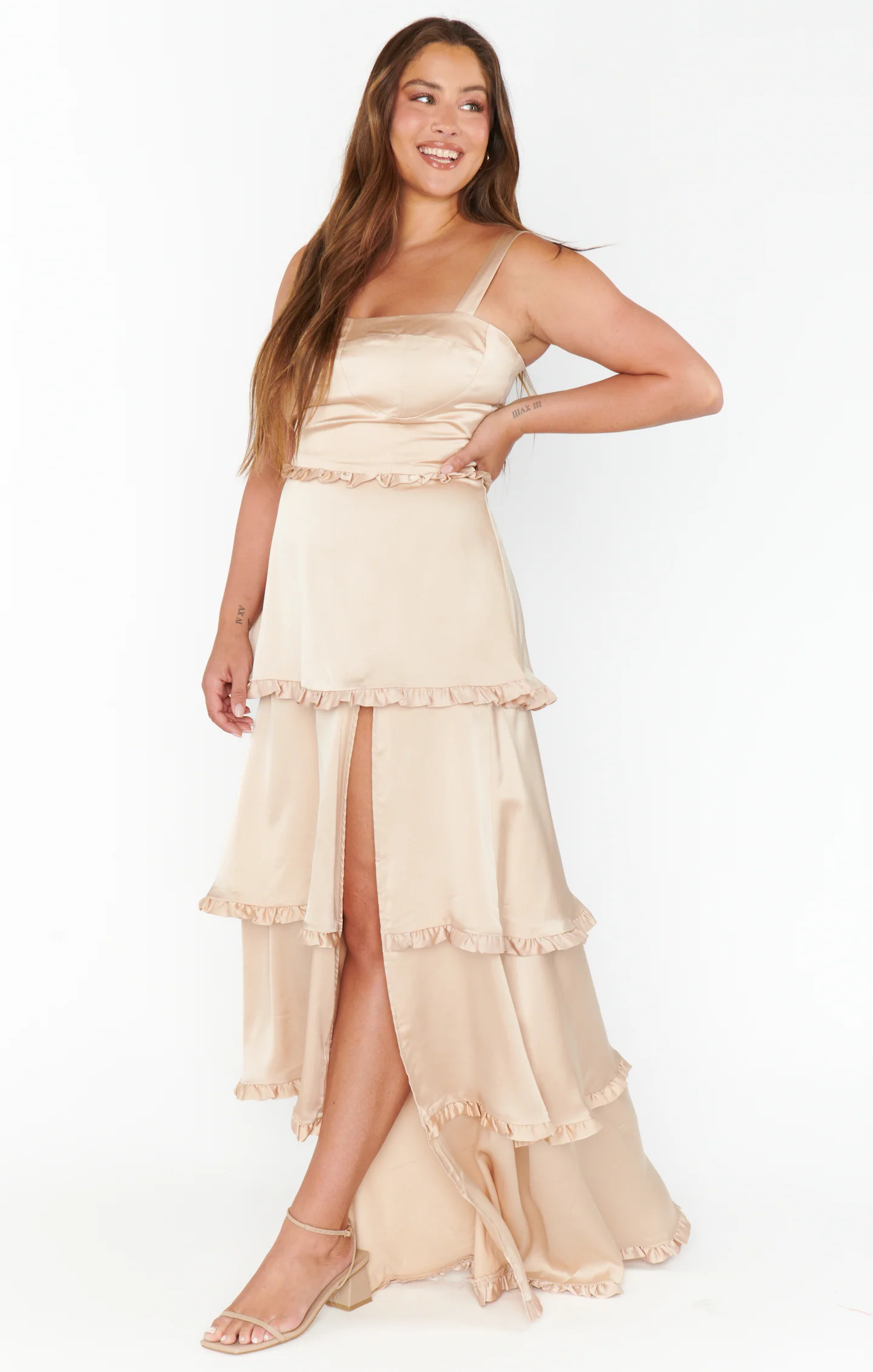 Lady Corset Dress ~ Champagne Luxe Satin