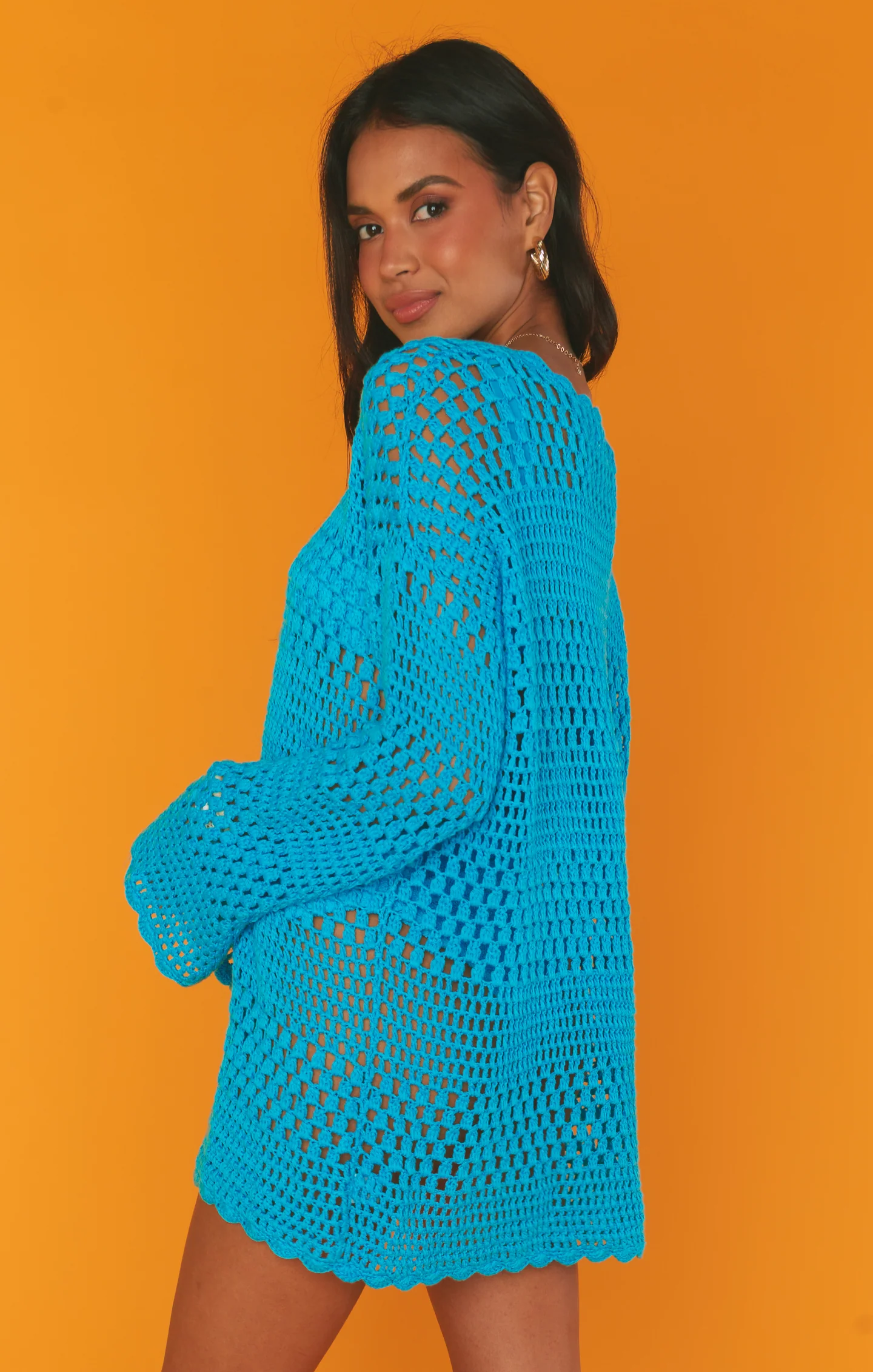 Chic Crochet Pullover ~ Turquoise