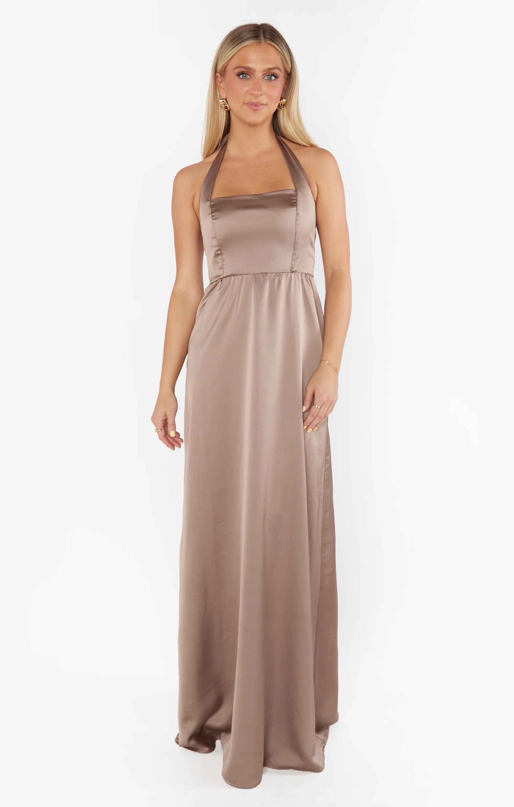 Hazel Halter Maxi Dress ~ Dune Luxe Satin