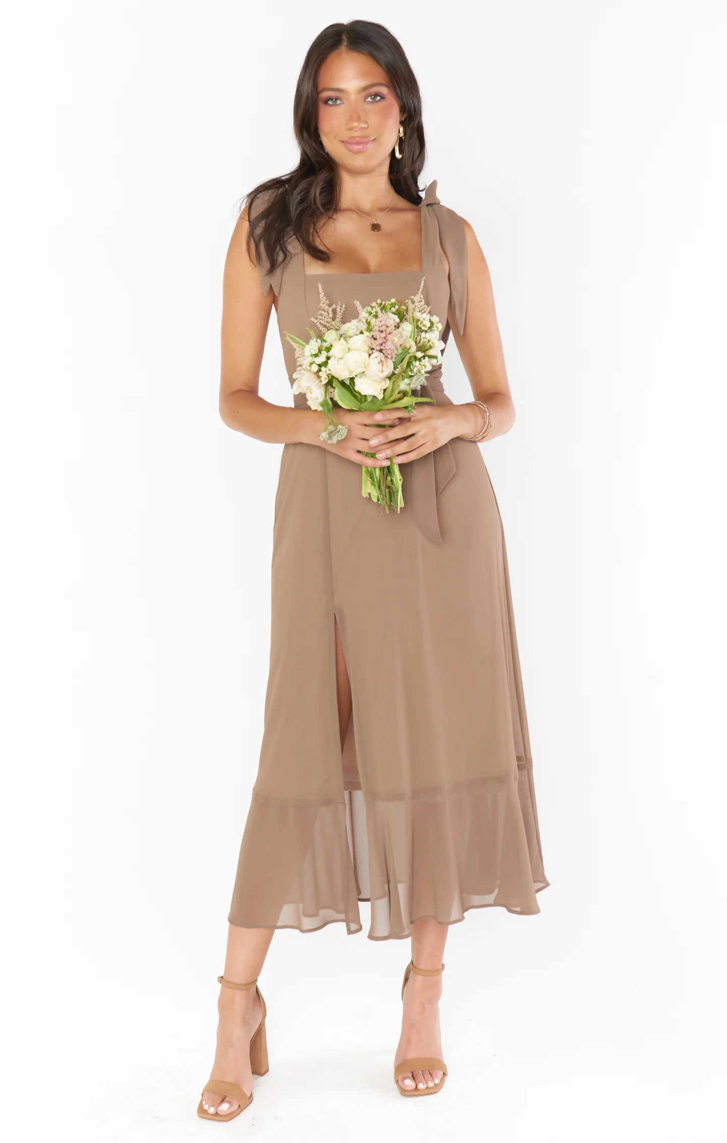 Elena Midi Dress ~ Sand Chiffon