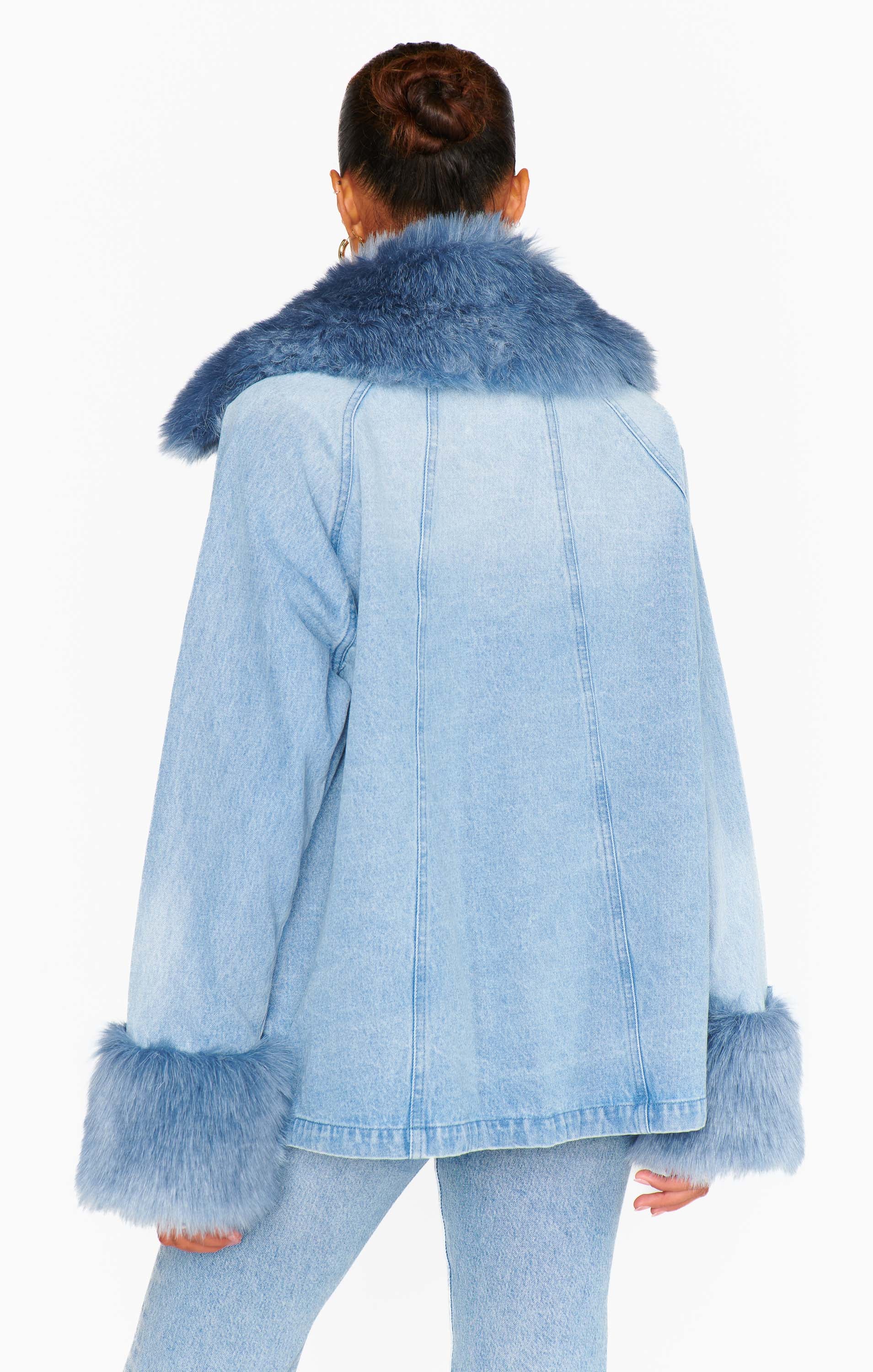 Urban Coat ~ Deep Blue with Faux Fur