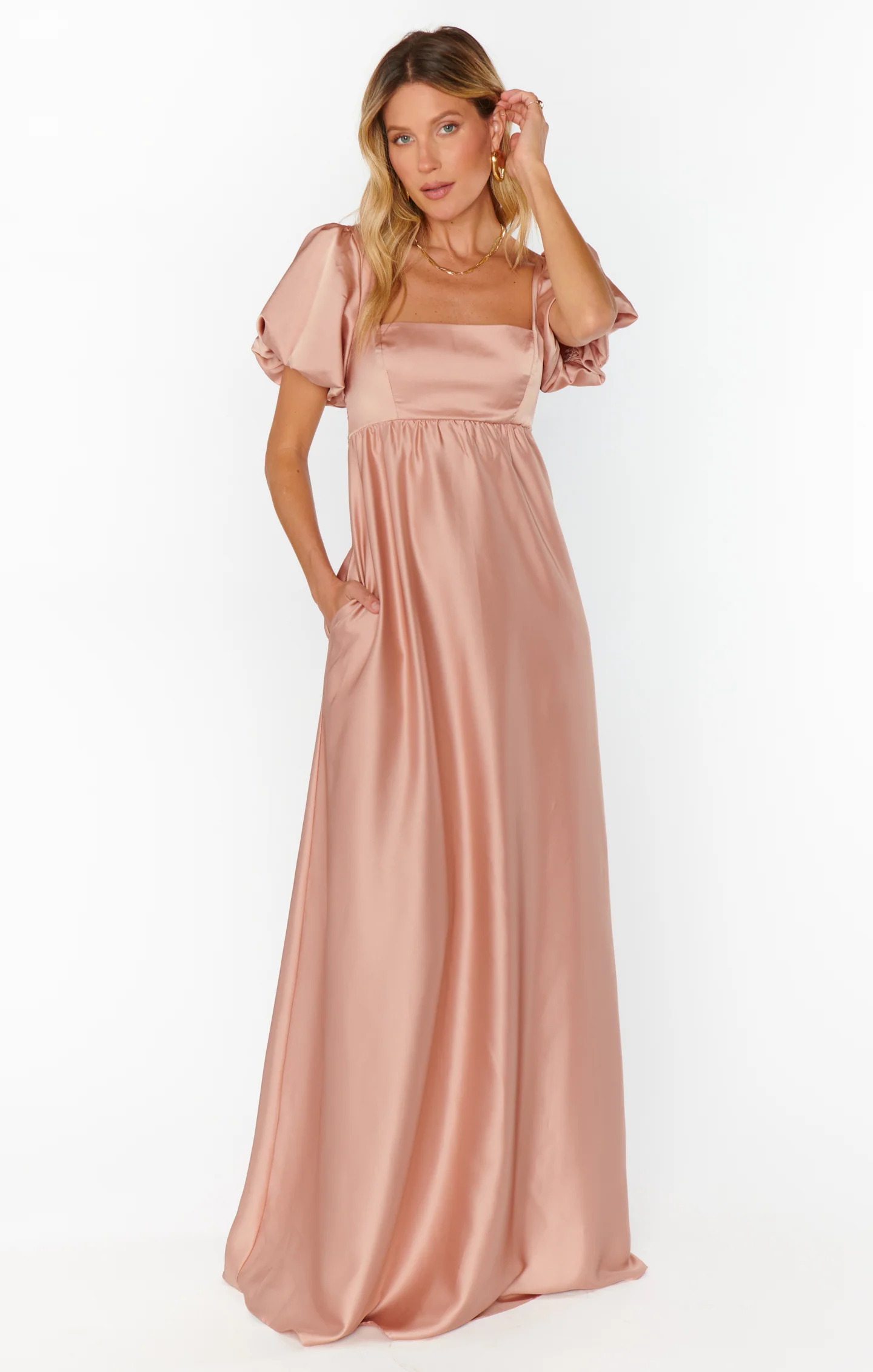 Maxi Dress ~ Rose Gold Luxe Satin
