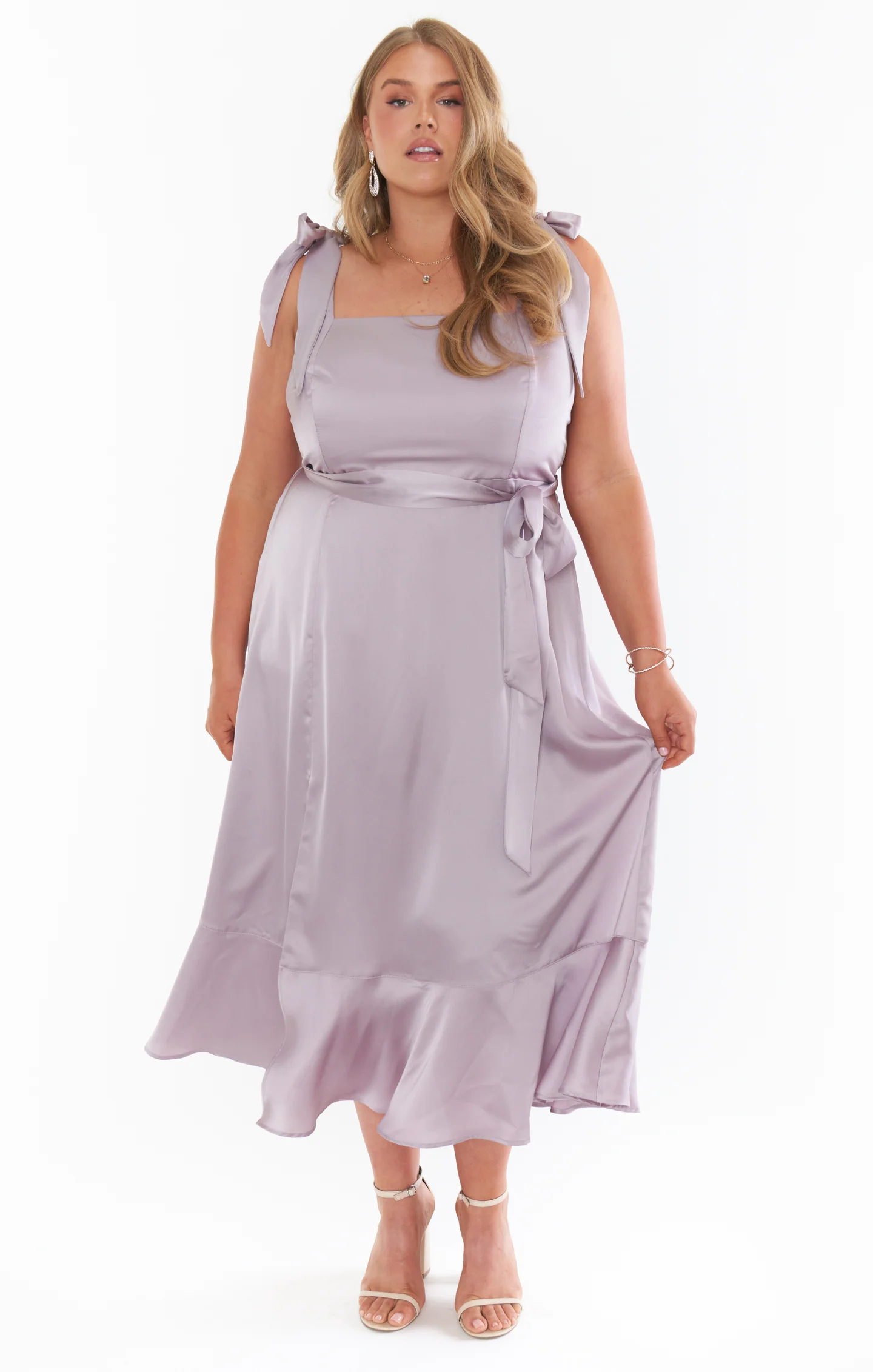 Claire Midi Dress ~ Dusty Purple Luxe Satin