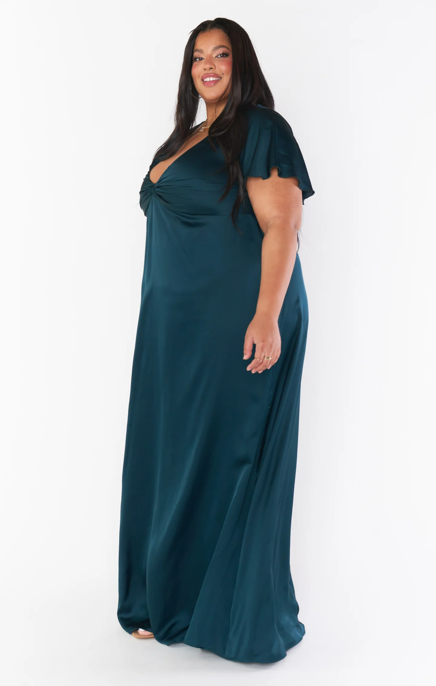 Rome Twist Gown ~ Deep Emerald Luxe Satin