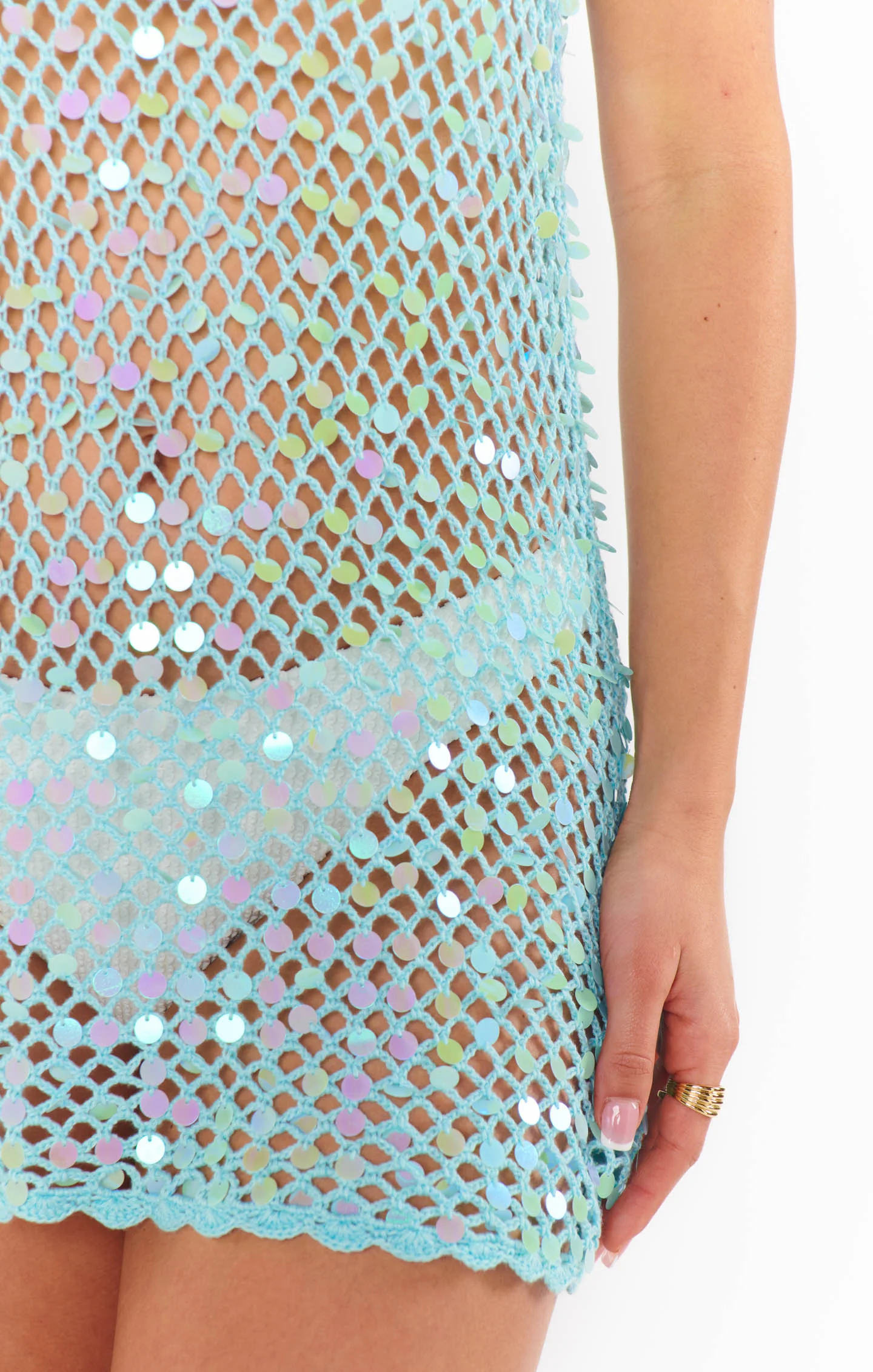 Coverup Blue Sequin Crochet