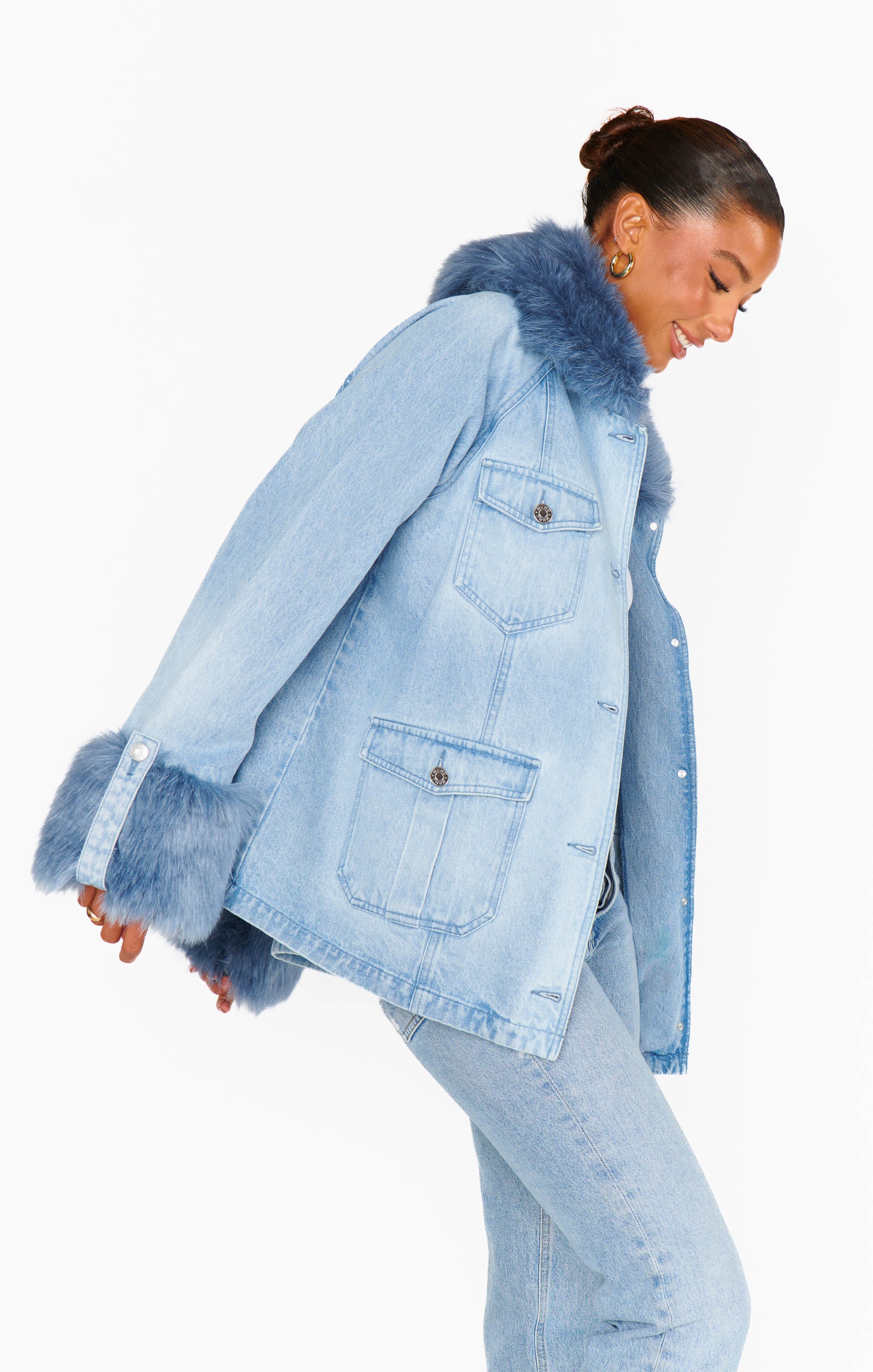 Urban Coat ~ Deep Blue with Faux Fur