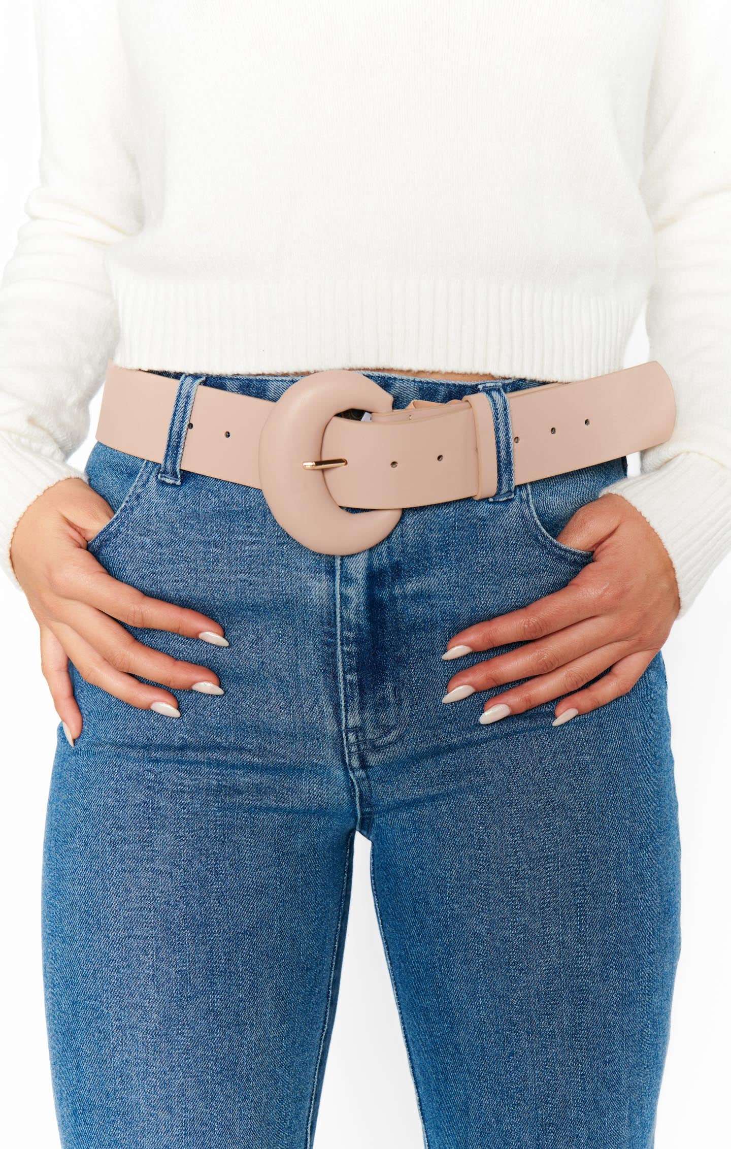 Round Buckle Belt ~ Taupe