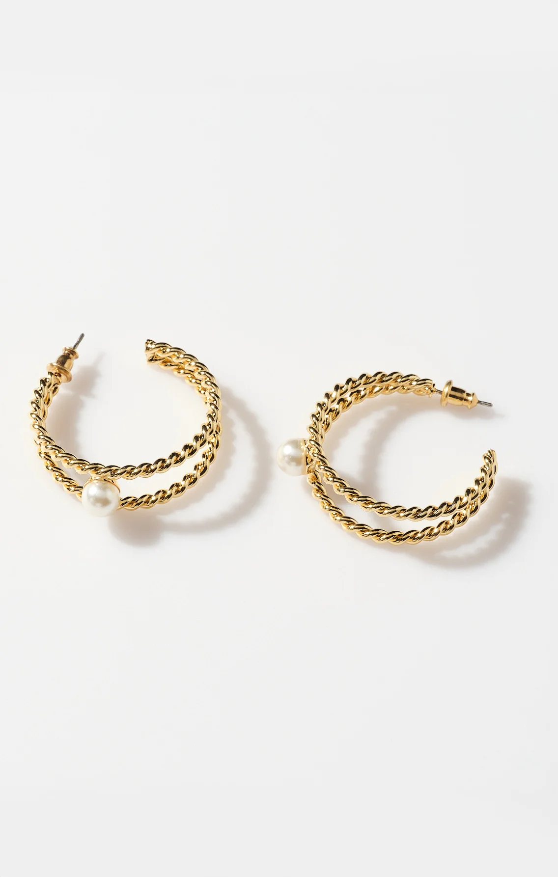 Faithy Jewels Diana Double Hoop ~ Gold/Pearl