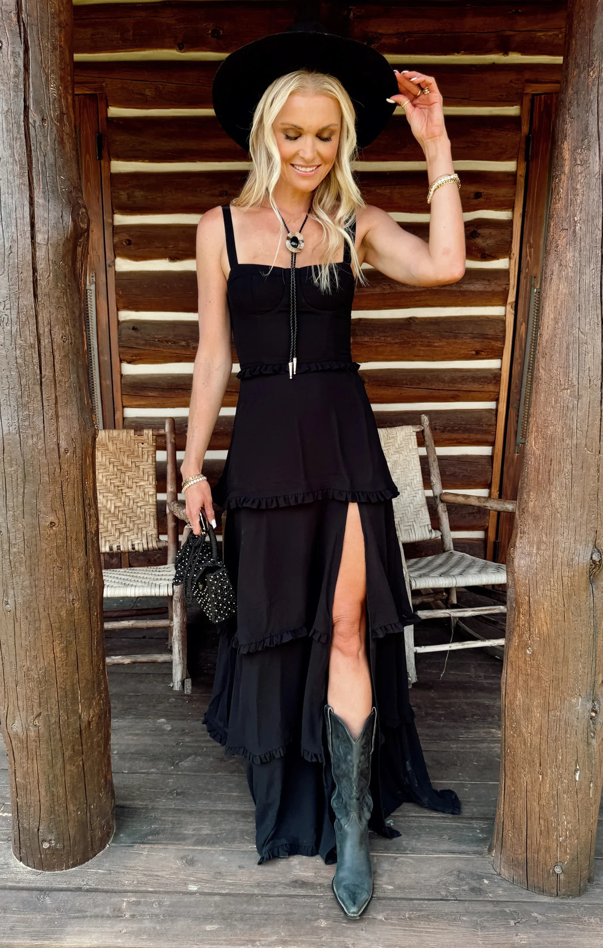 Lady Corset Dress ~ Black Chiffon