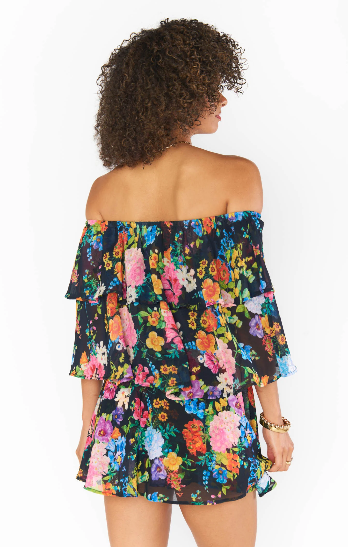 Triple Decker Romper ~ Midnight Botanical Floral