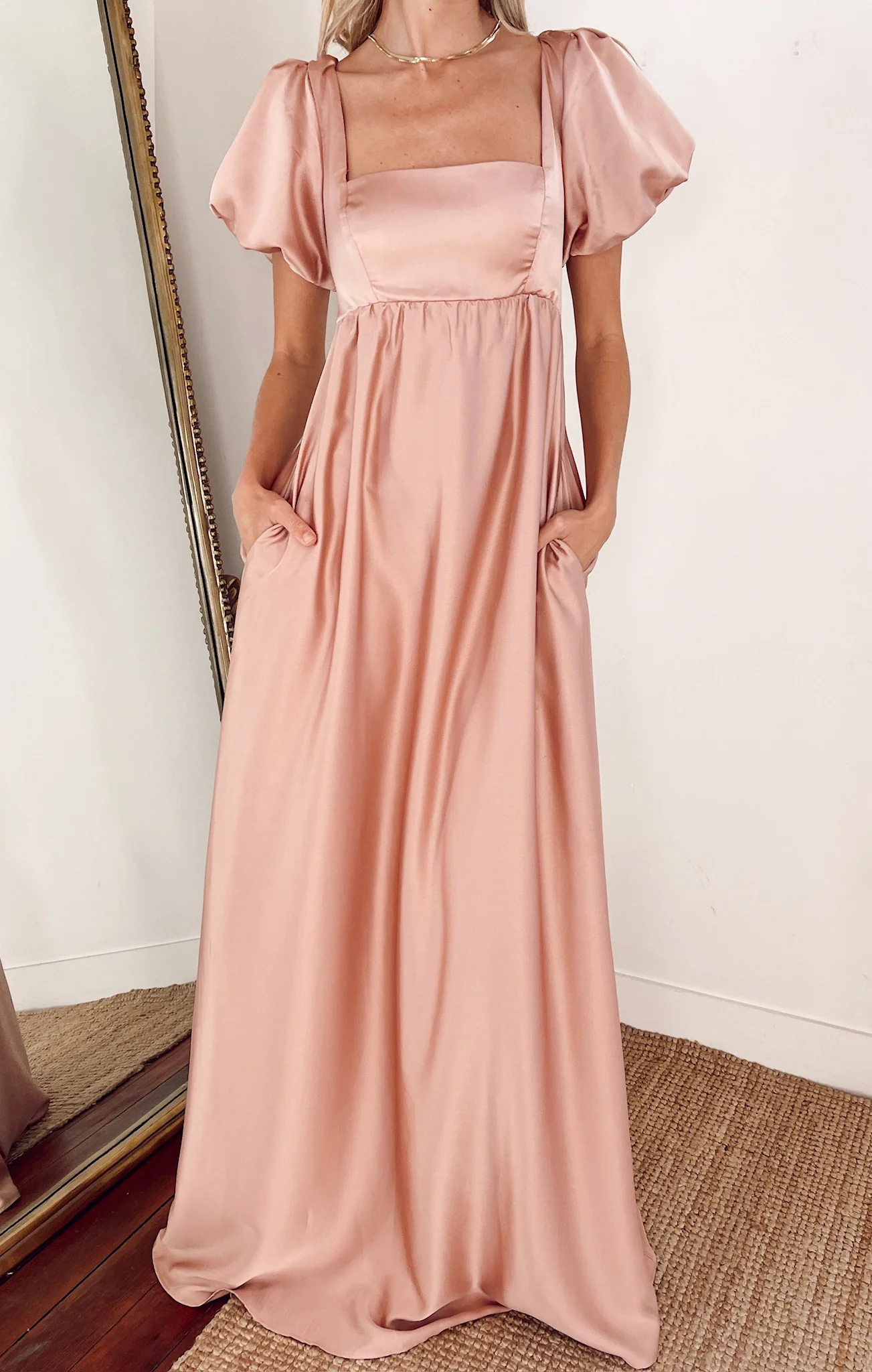 Maxi Dress ~ Rose Gold Luxe Satin