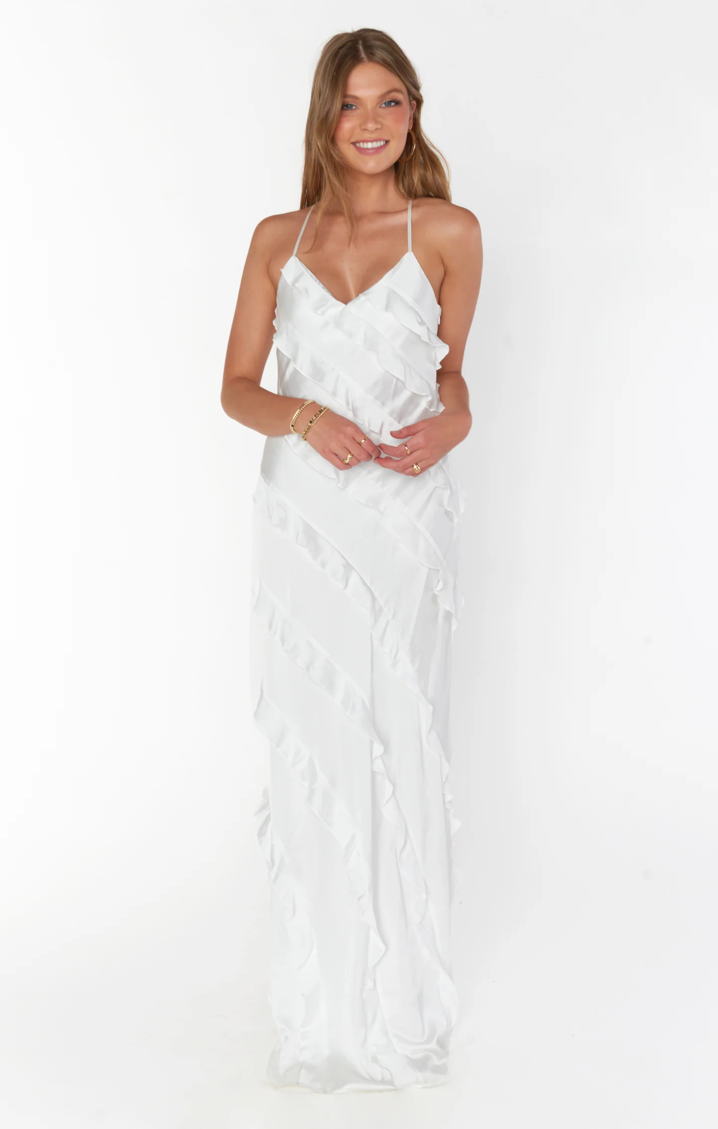 Ruffle Dress ~ Ivory Satin