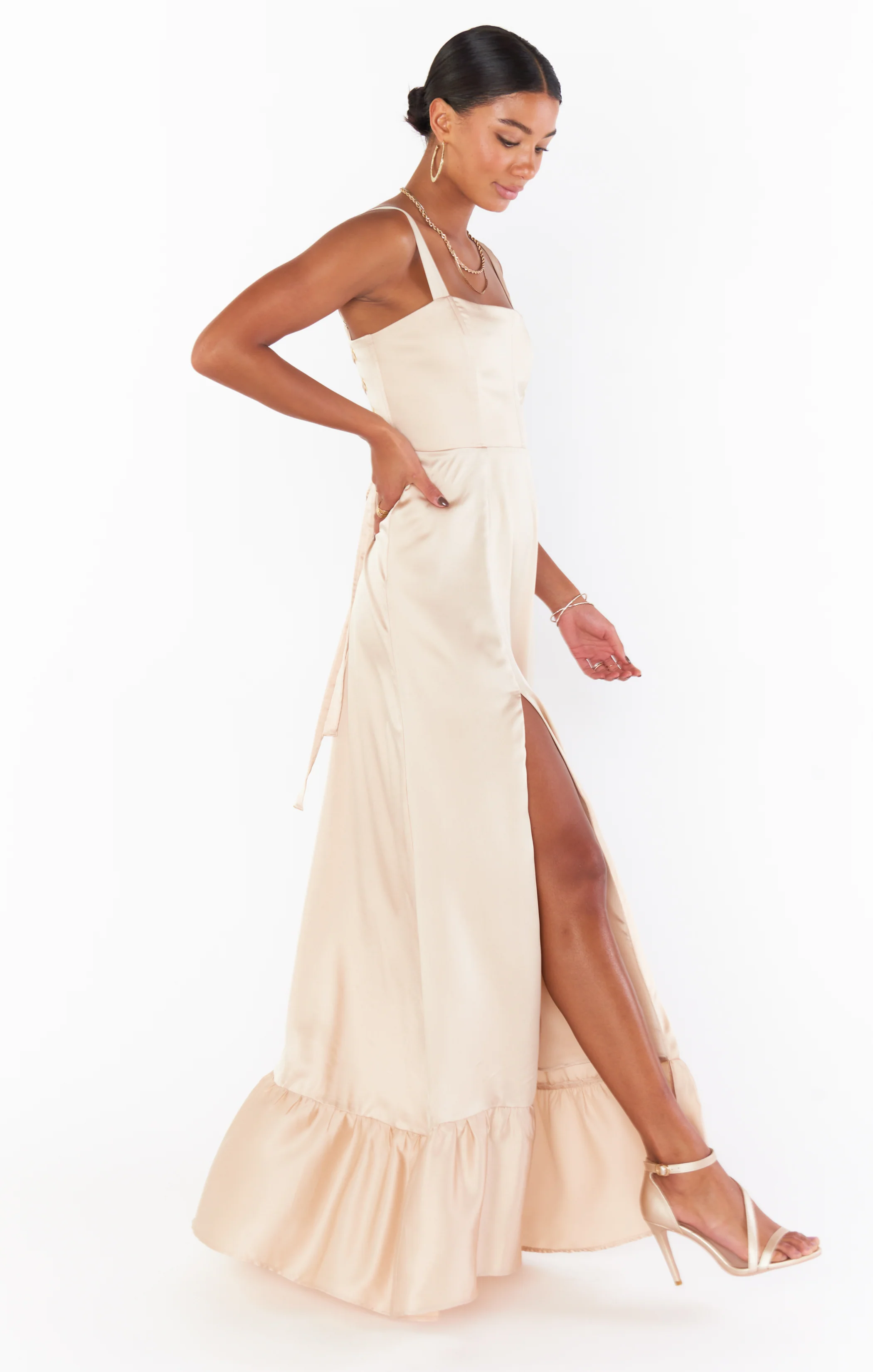 Clarissa Corset Dress ~ Champagne Luxe Satin