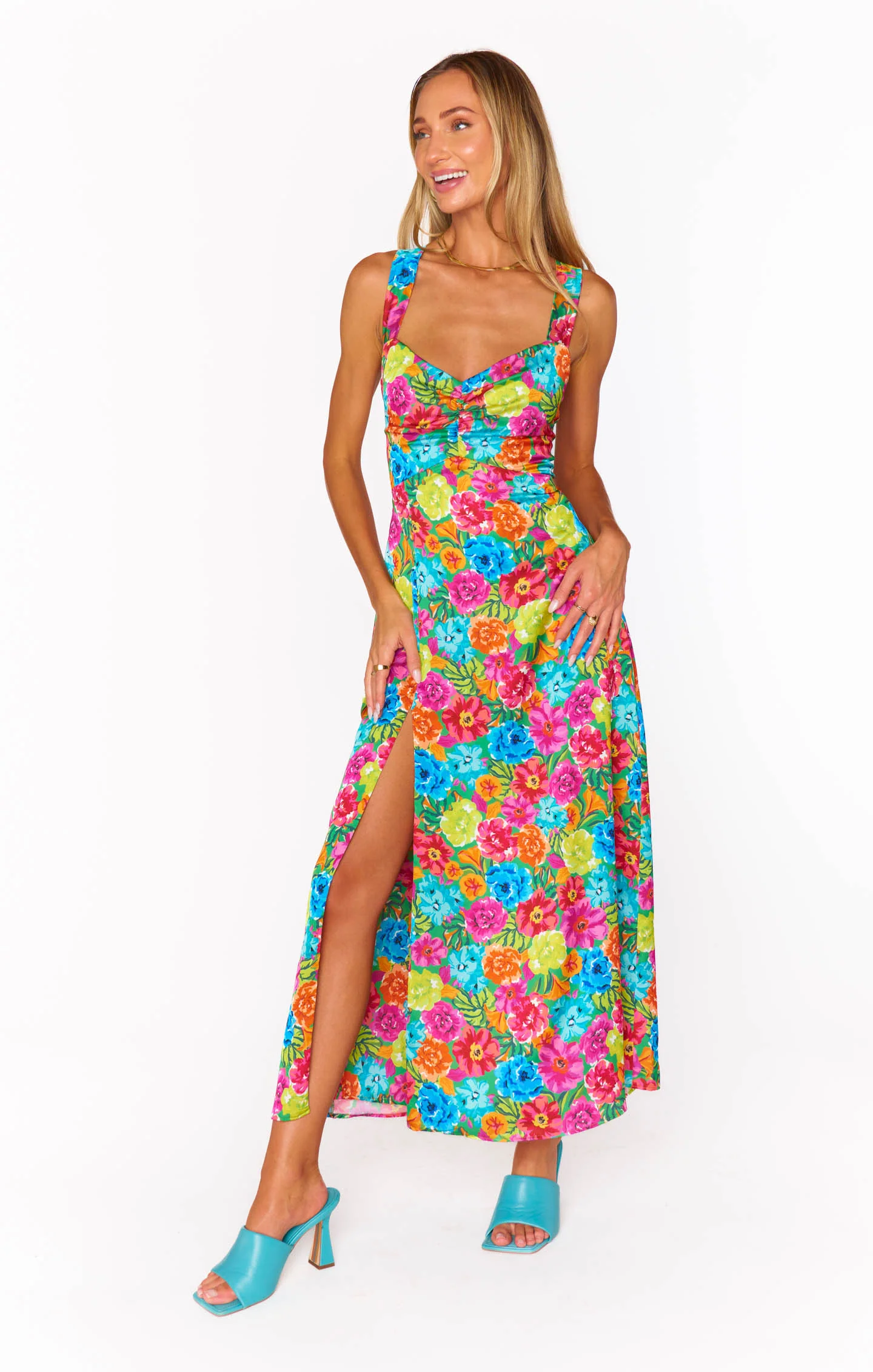 Luna Midi Dress ~ Vibrant Bloom Evening