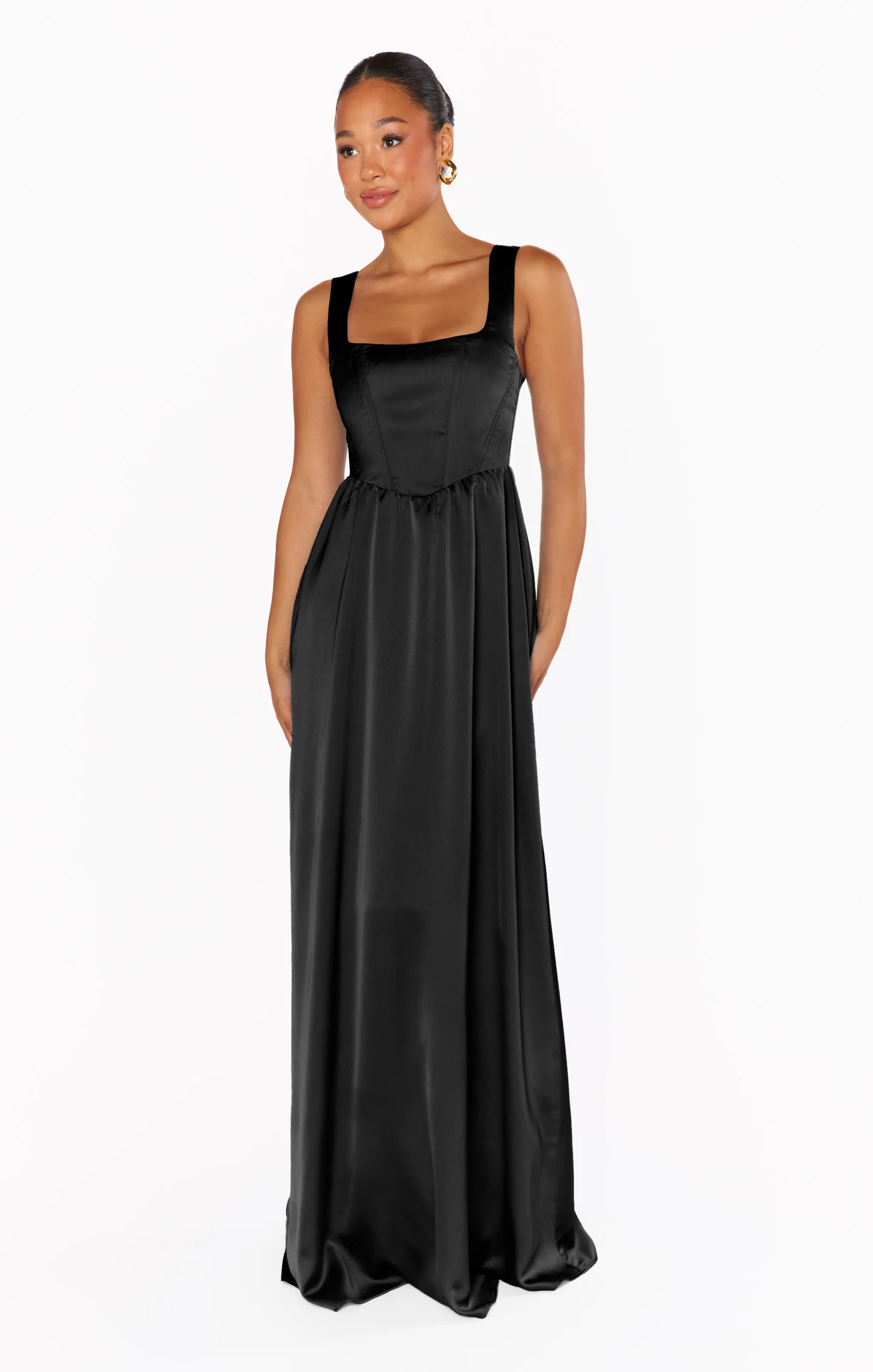 Maxi Dress ~ Black Satin
