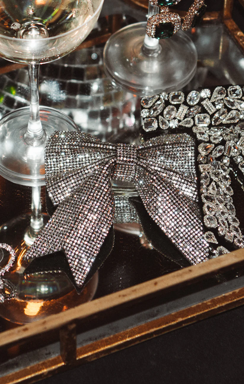 Holiday Hair Bow ~ Silver