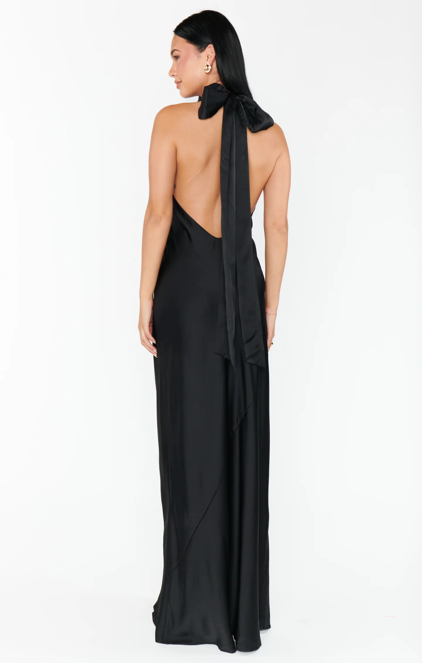 Lisa Maxi Dress ~ Black Luxe Satin