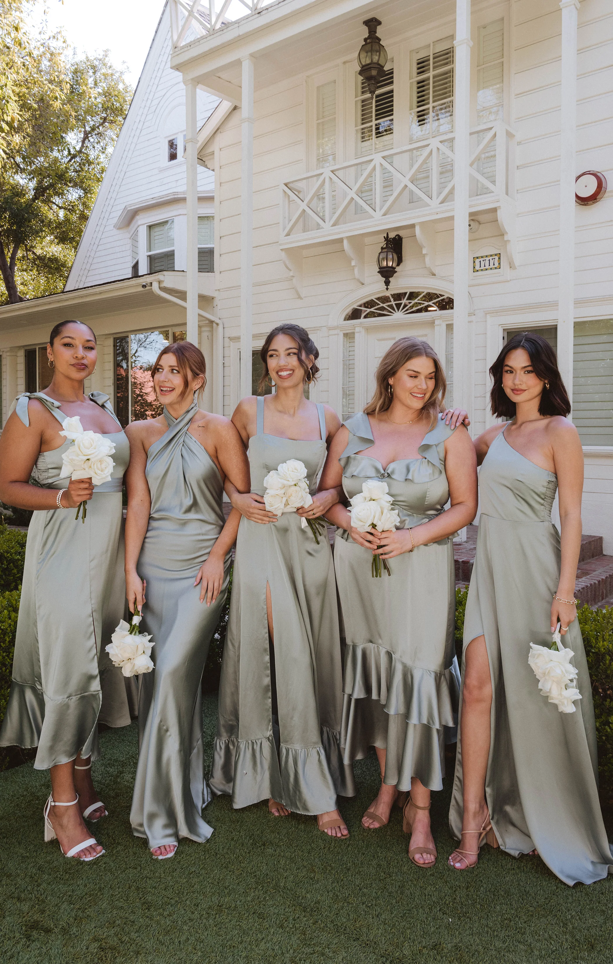 Jasmine Halter Maxi Dress ~ Silver Sage Satin