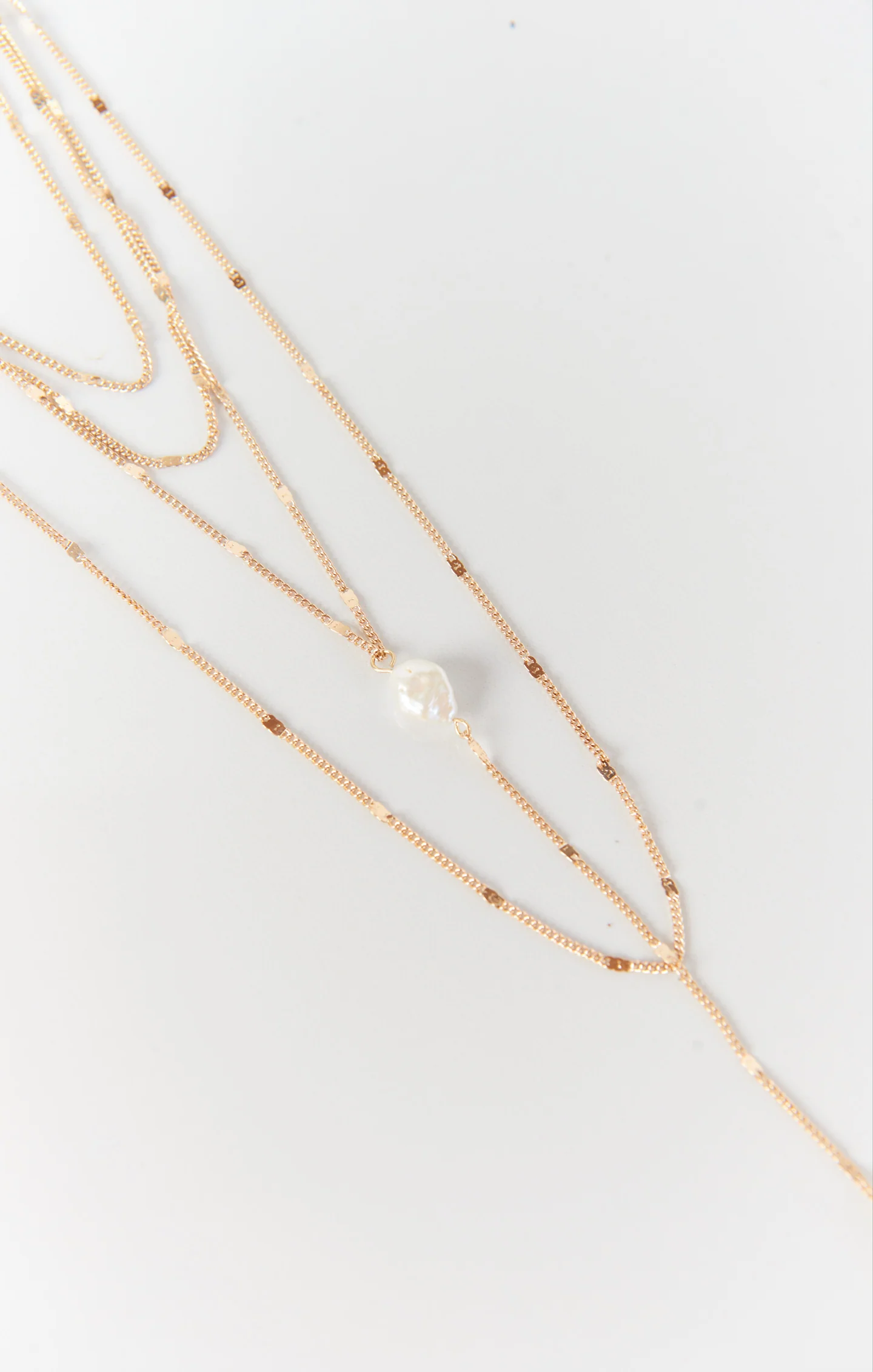 Promises Triple Layered Necklace ~ Gold/Pearl
