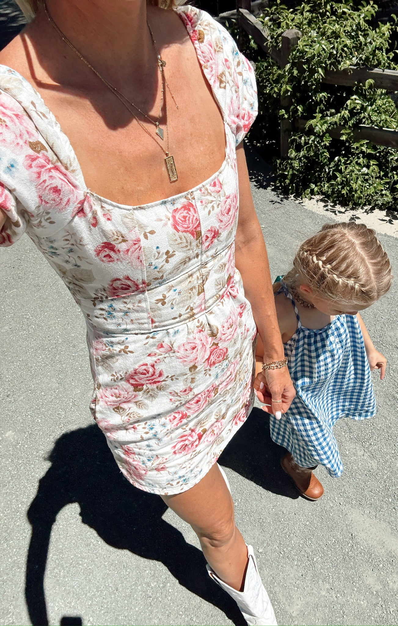 London Lace Up Dress ~ Lovely Roses Denim