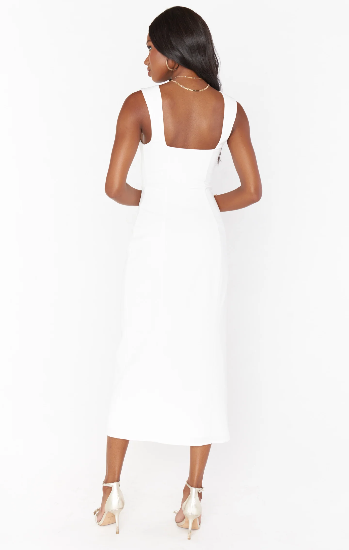 Luna Midi Dress ~ White Stretch