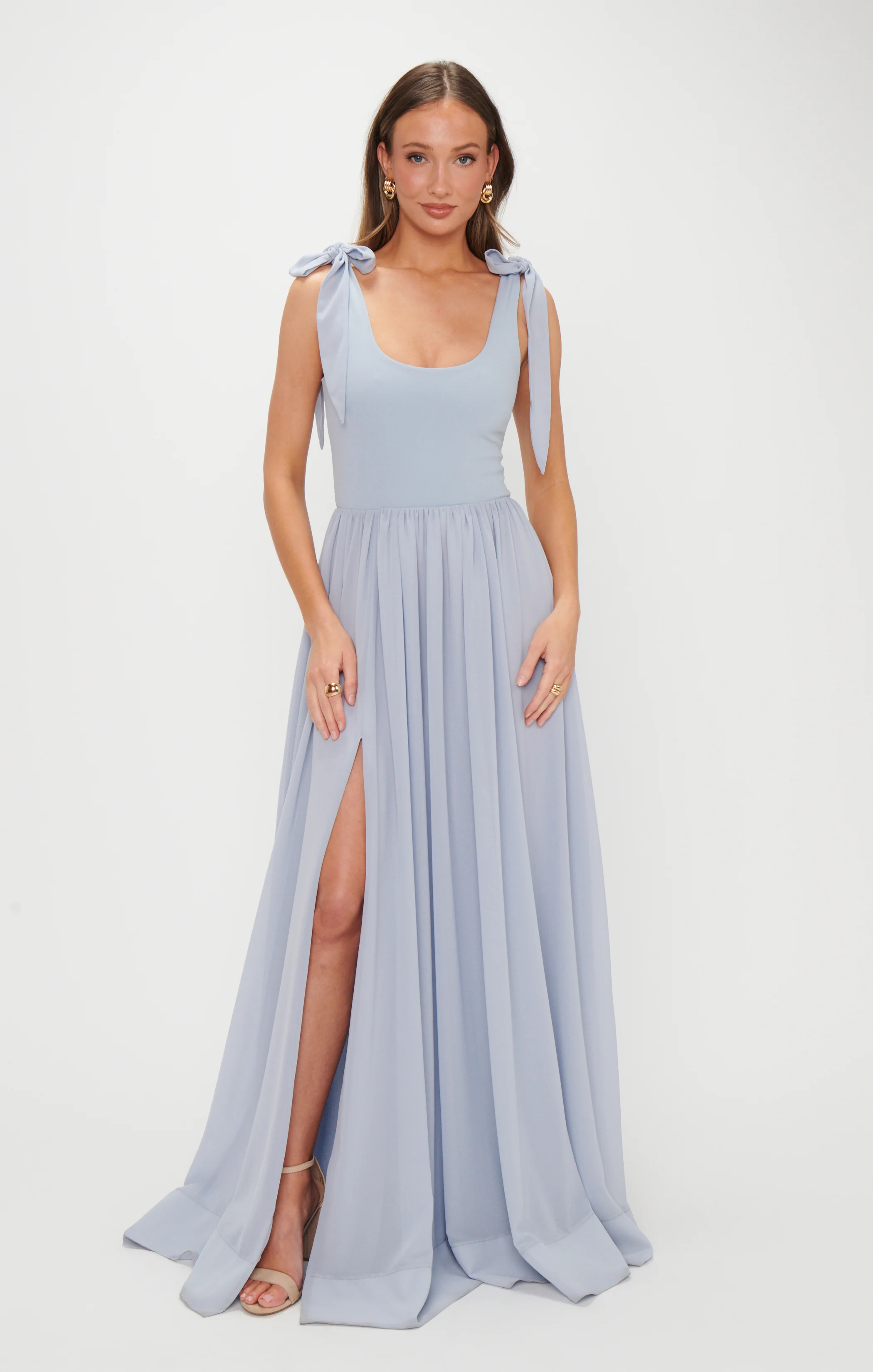 Harper Maxi Dress ~ Steel Blue Chiffon