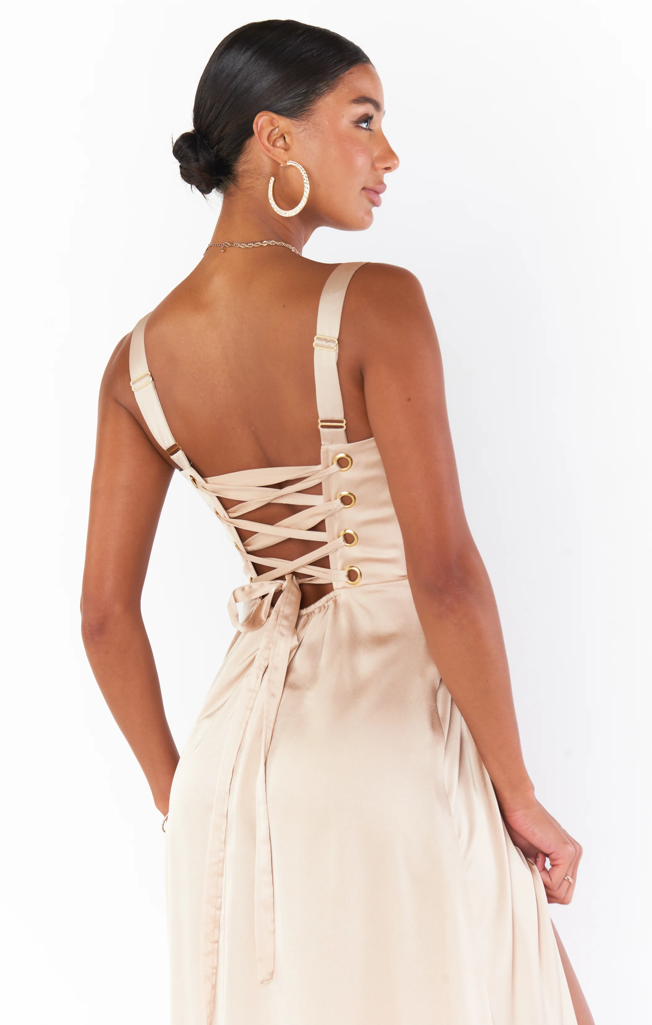 Clarissa Corset Dress ~ Champagne Luxe Satin