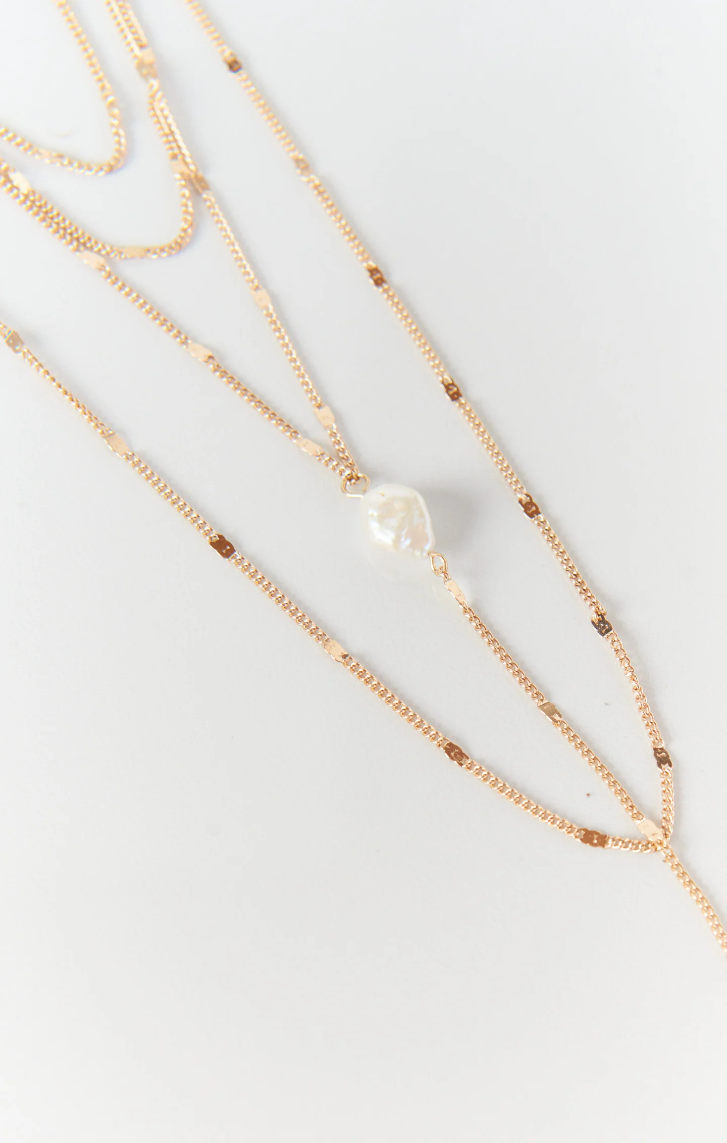 Promises Triple Layered Necklace ~ Gold/Pearl