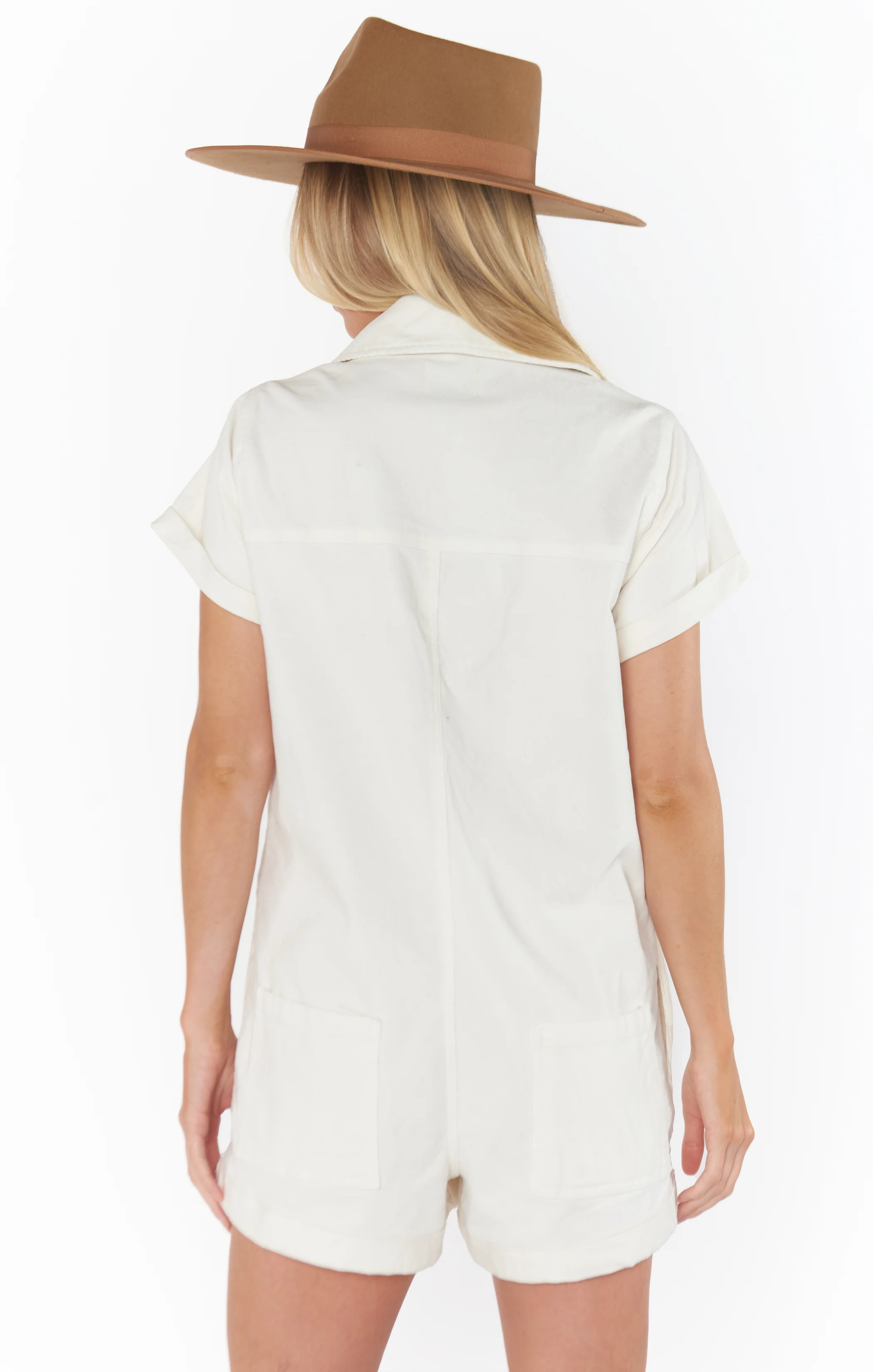 Range Zip Up Romper ~ Cream Corduroy