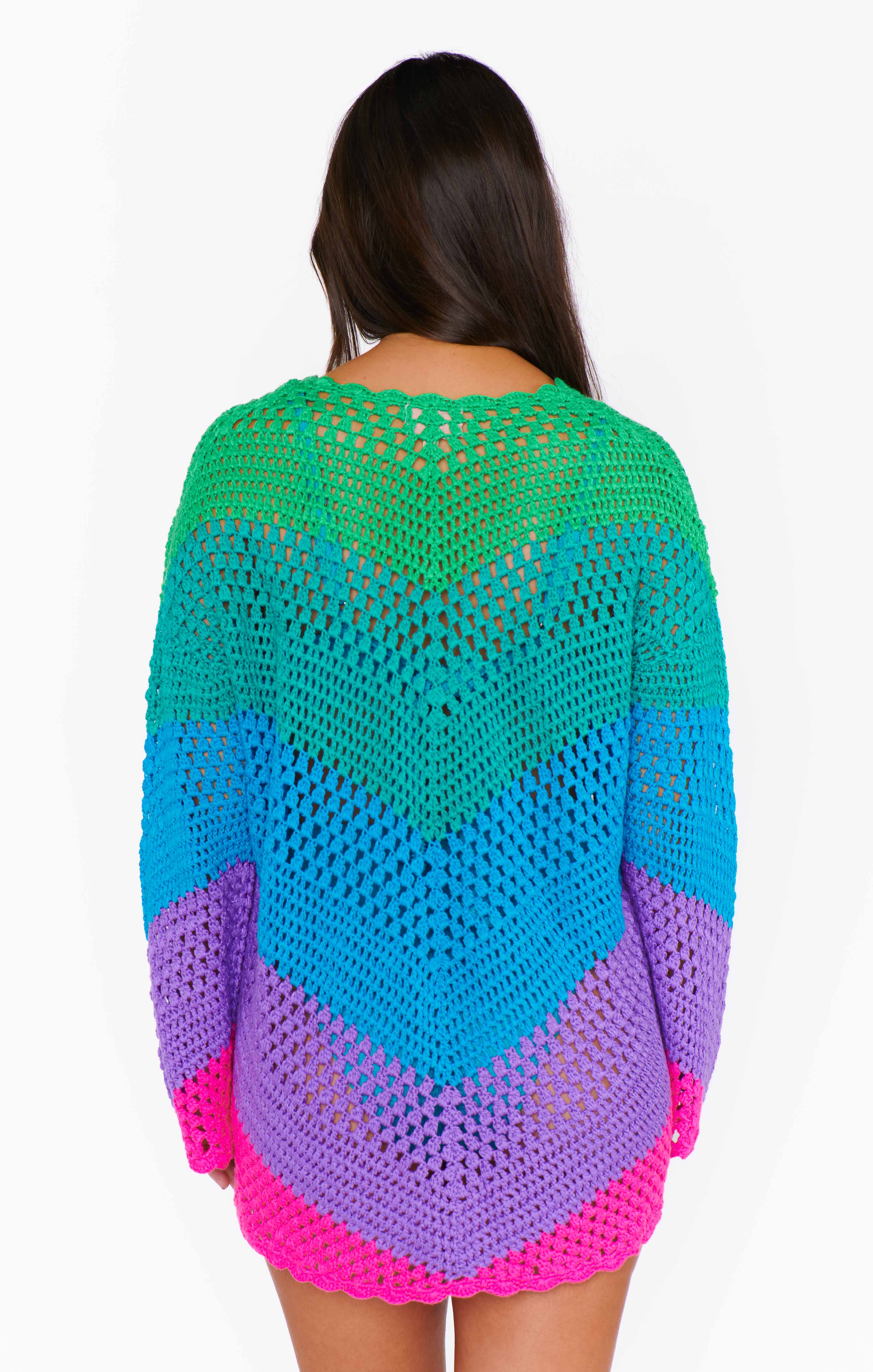 Paula V Neck Pullover ~ Chevron Stripe Crochet