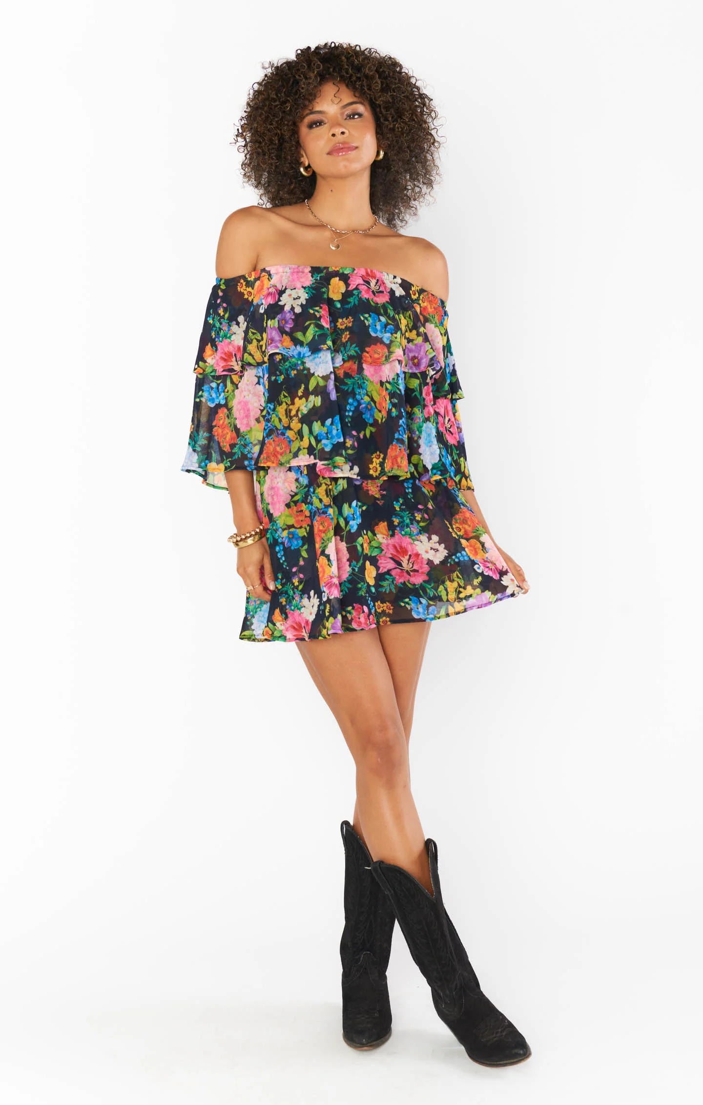 Triple Decker Romper ~ Midnight Botanical Floral