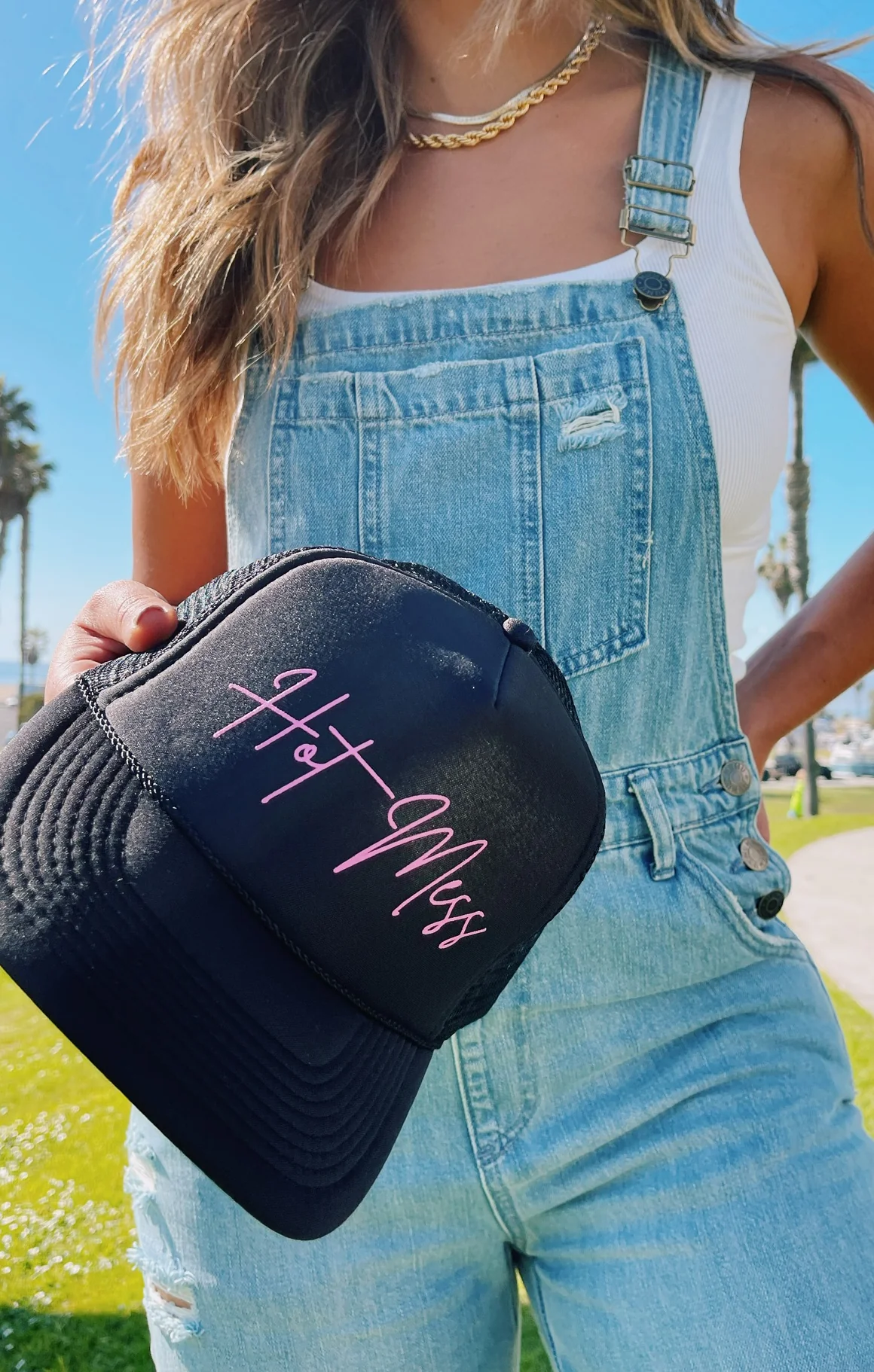 Hot Mess Trucker Hat ~ Black & Hot Pink
