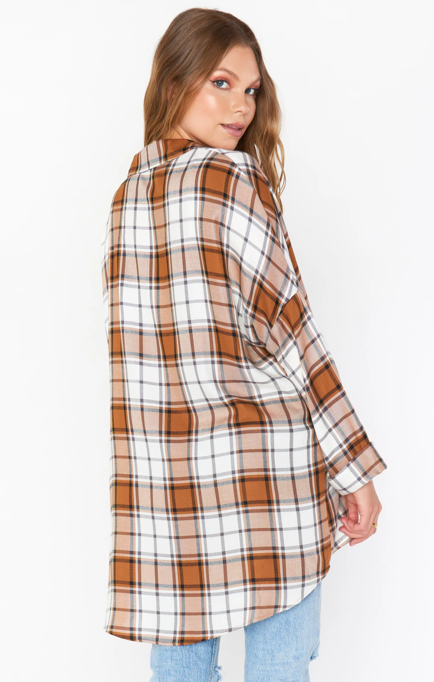 Lorolie Tunic ~ Tan Plaid