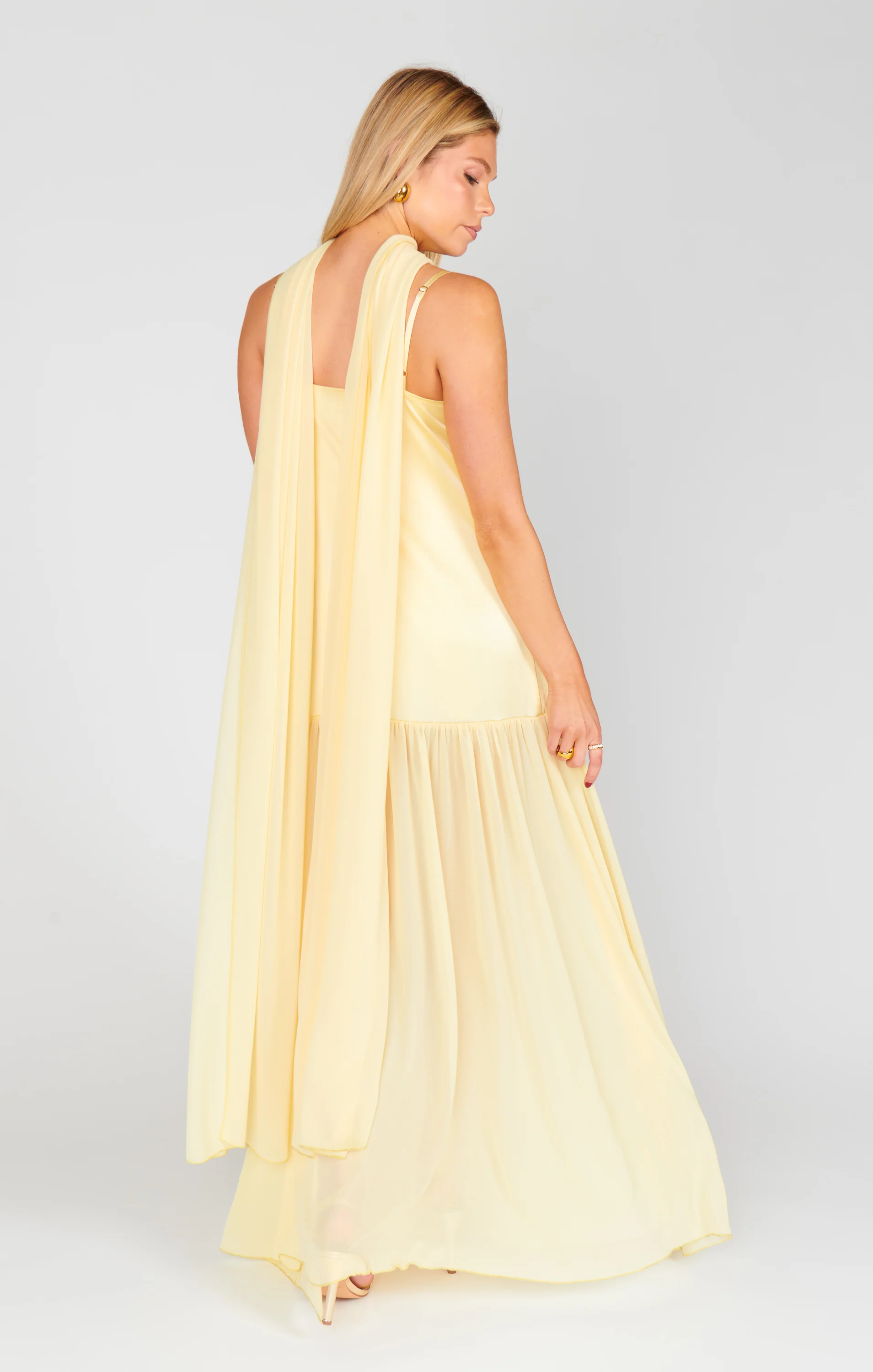 Dalia Maxi Dress ~ Pale Yellow Luxe Satin