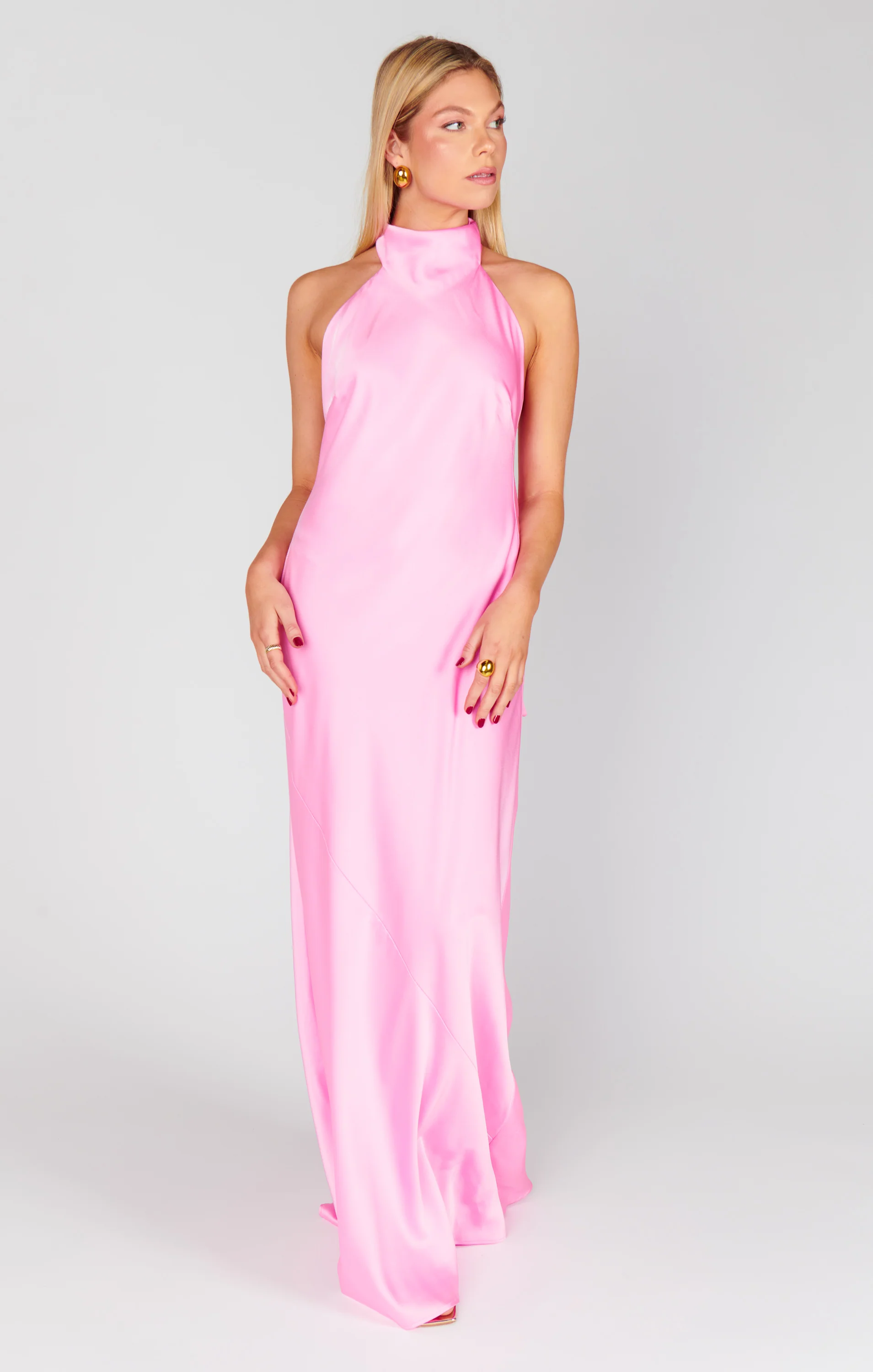 Lisa Maxi Dress ~ Pink Luxe Satin