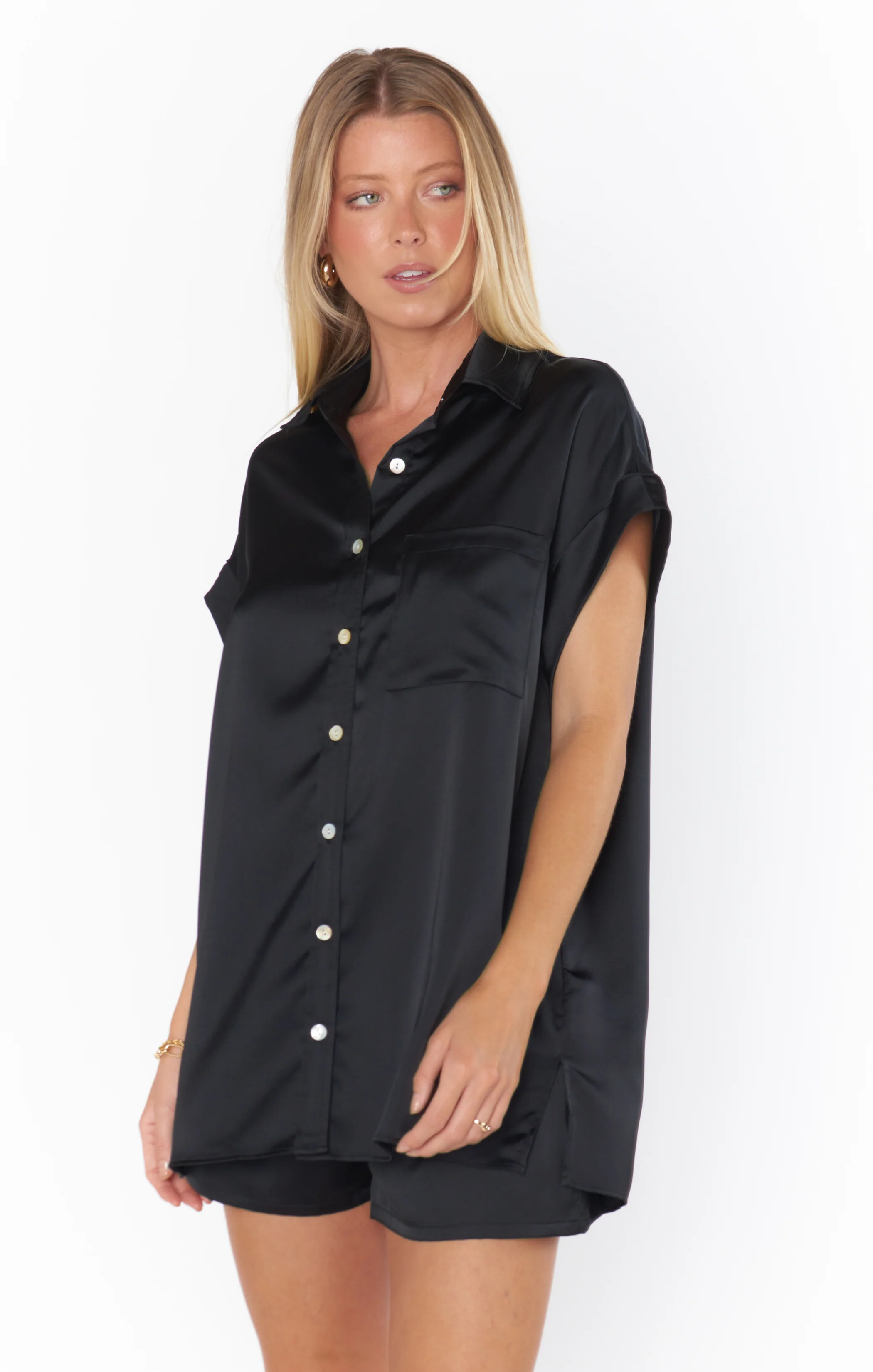 Chic Day Button Up ~ Black Velvet