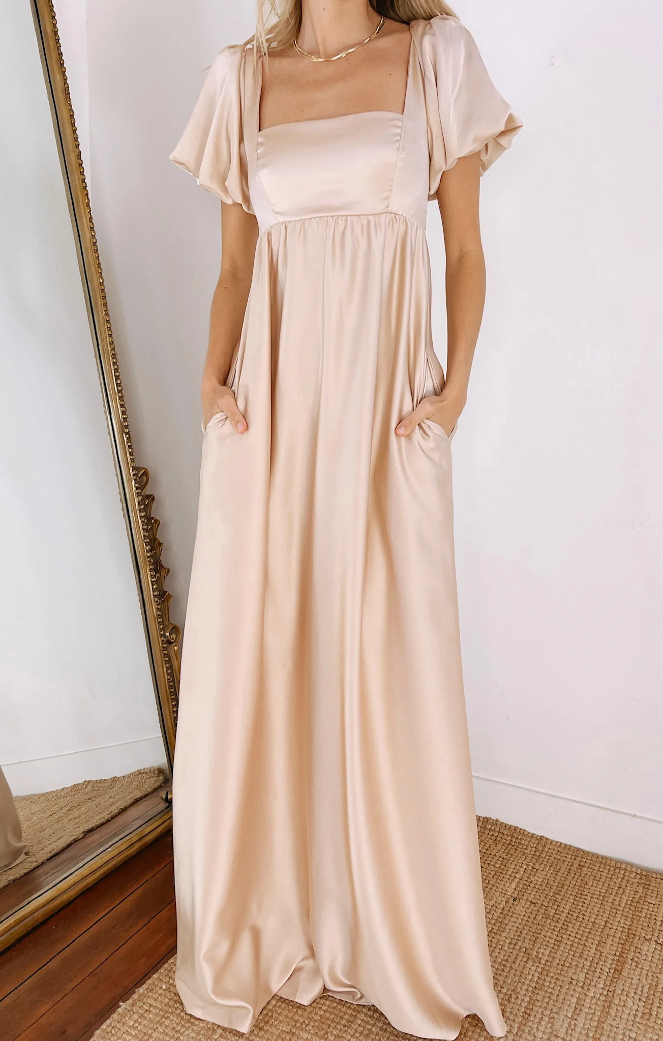 Luna Maxi Dress ~ Gold Velvet Silky