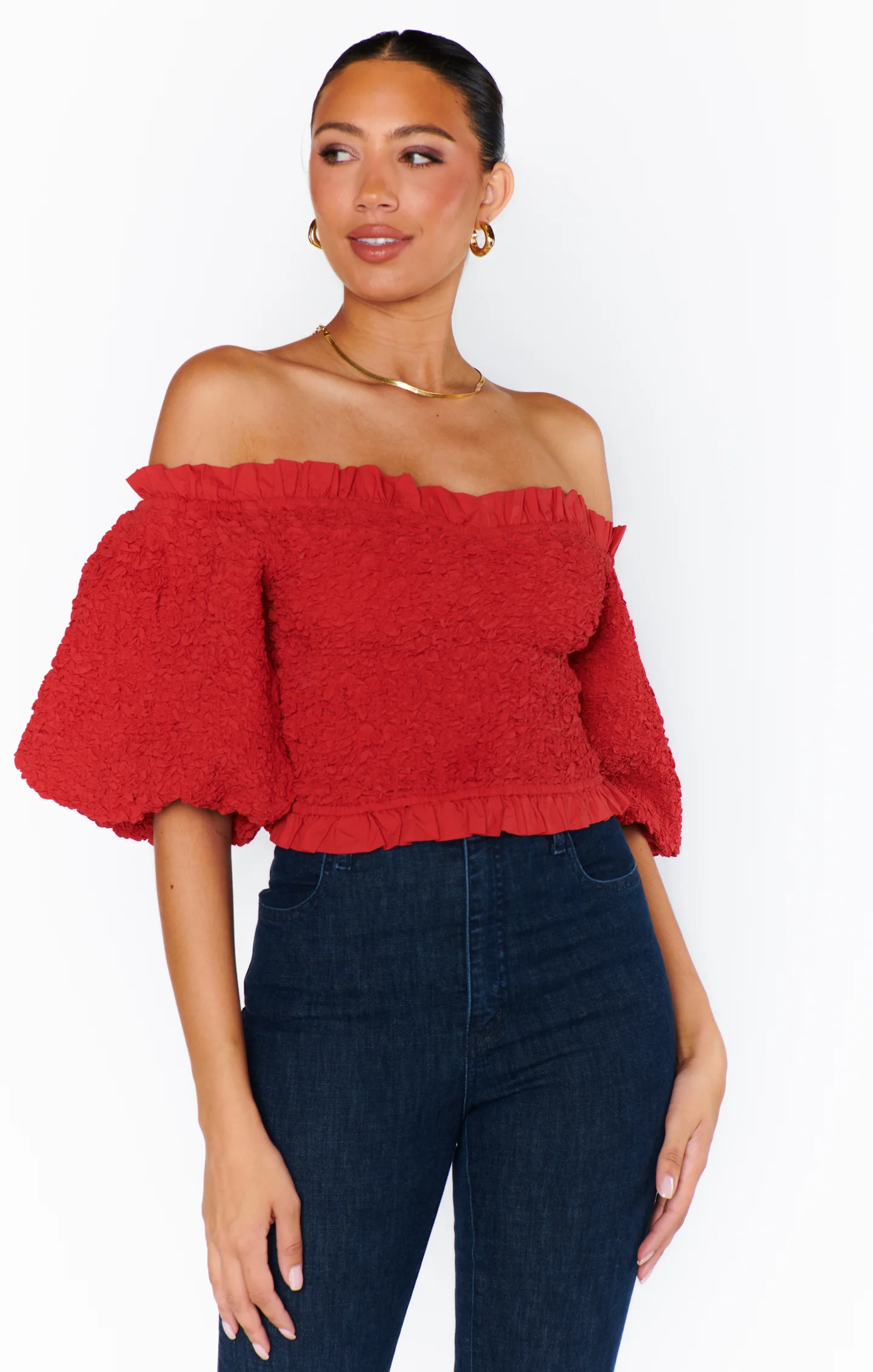 Rom Com Top ~ Red Texture Stretch