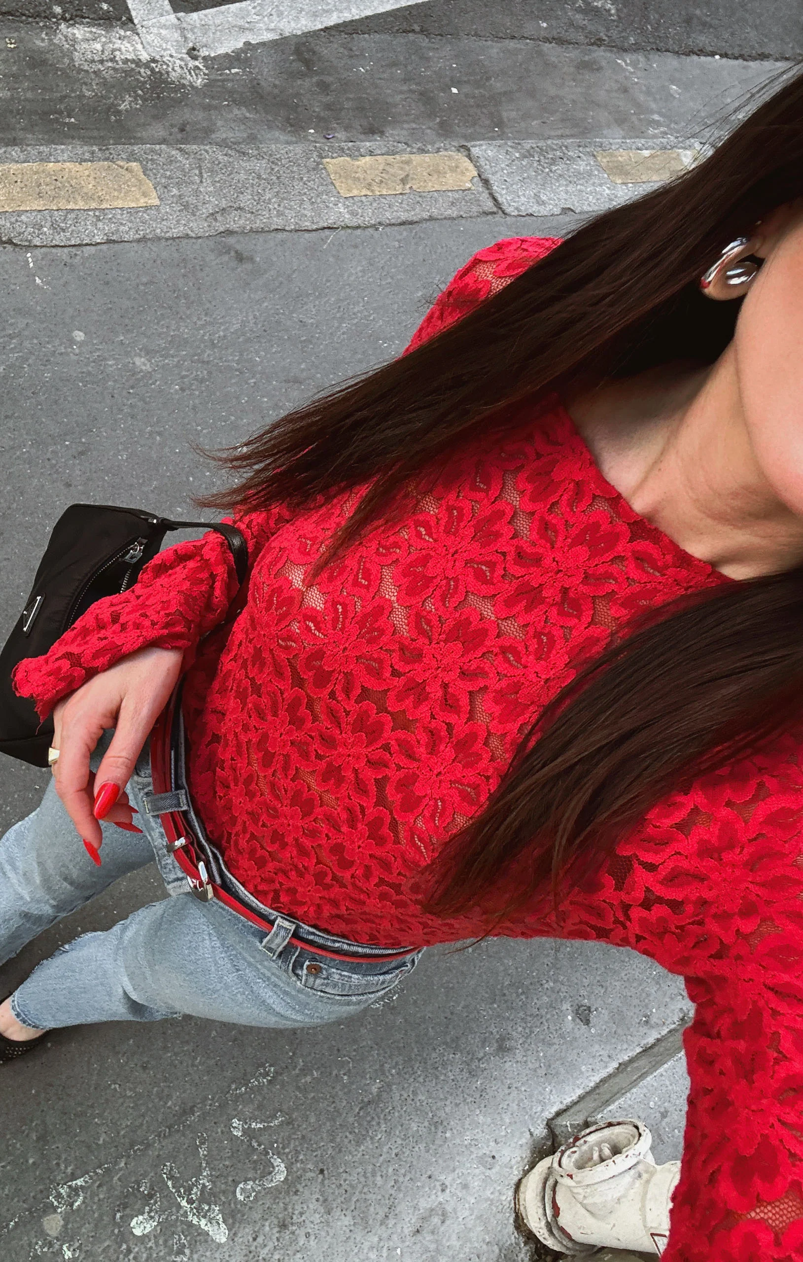 Bowie Top ~ Radiant Red Lace