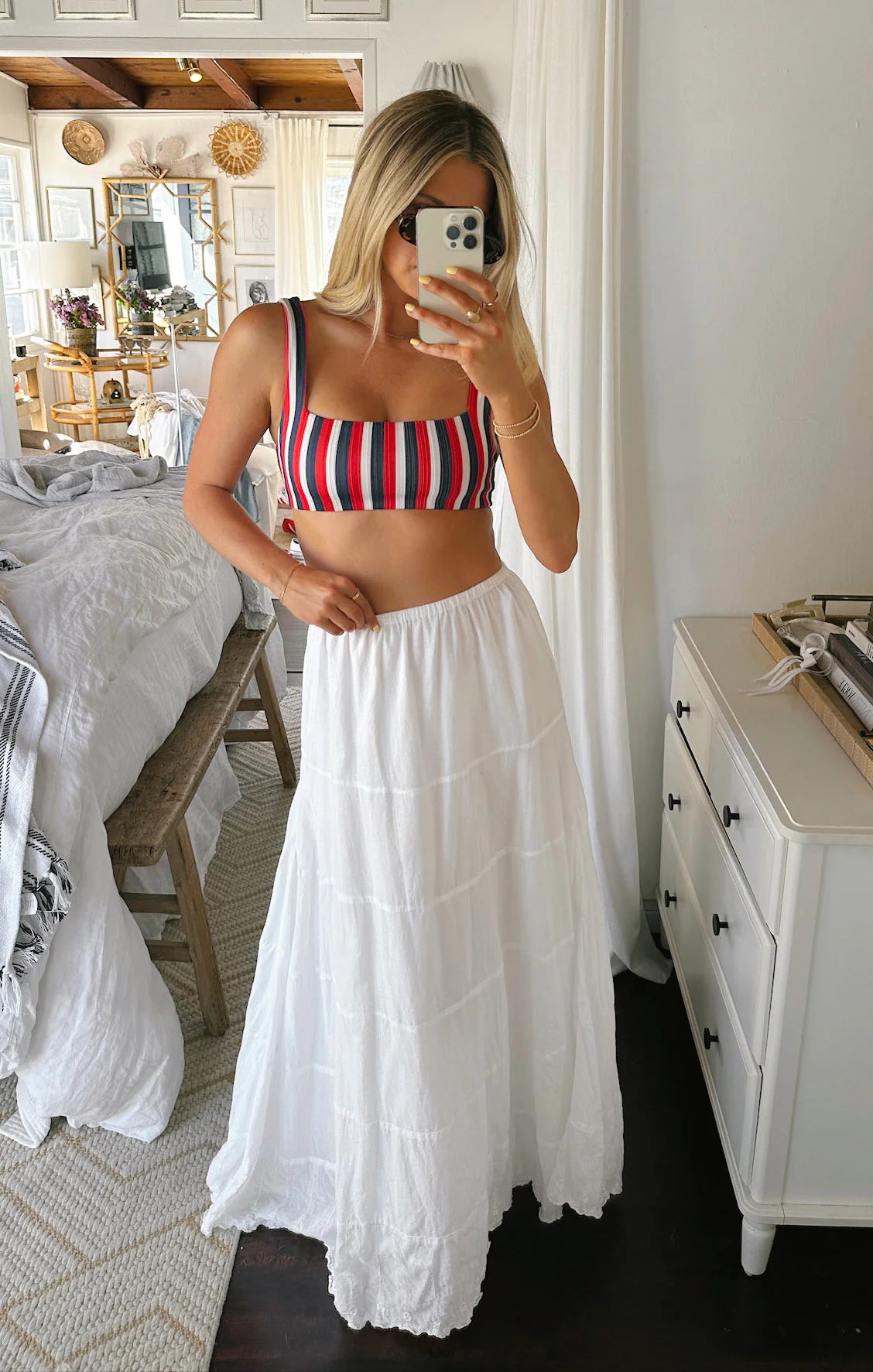 Hot Tub Top ~ Americana Stripe Micro Rib