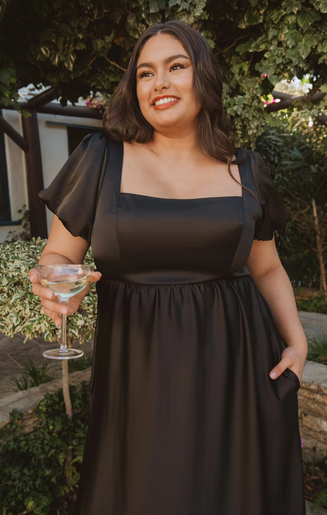 Maxi Dress ~ Black Satin