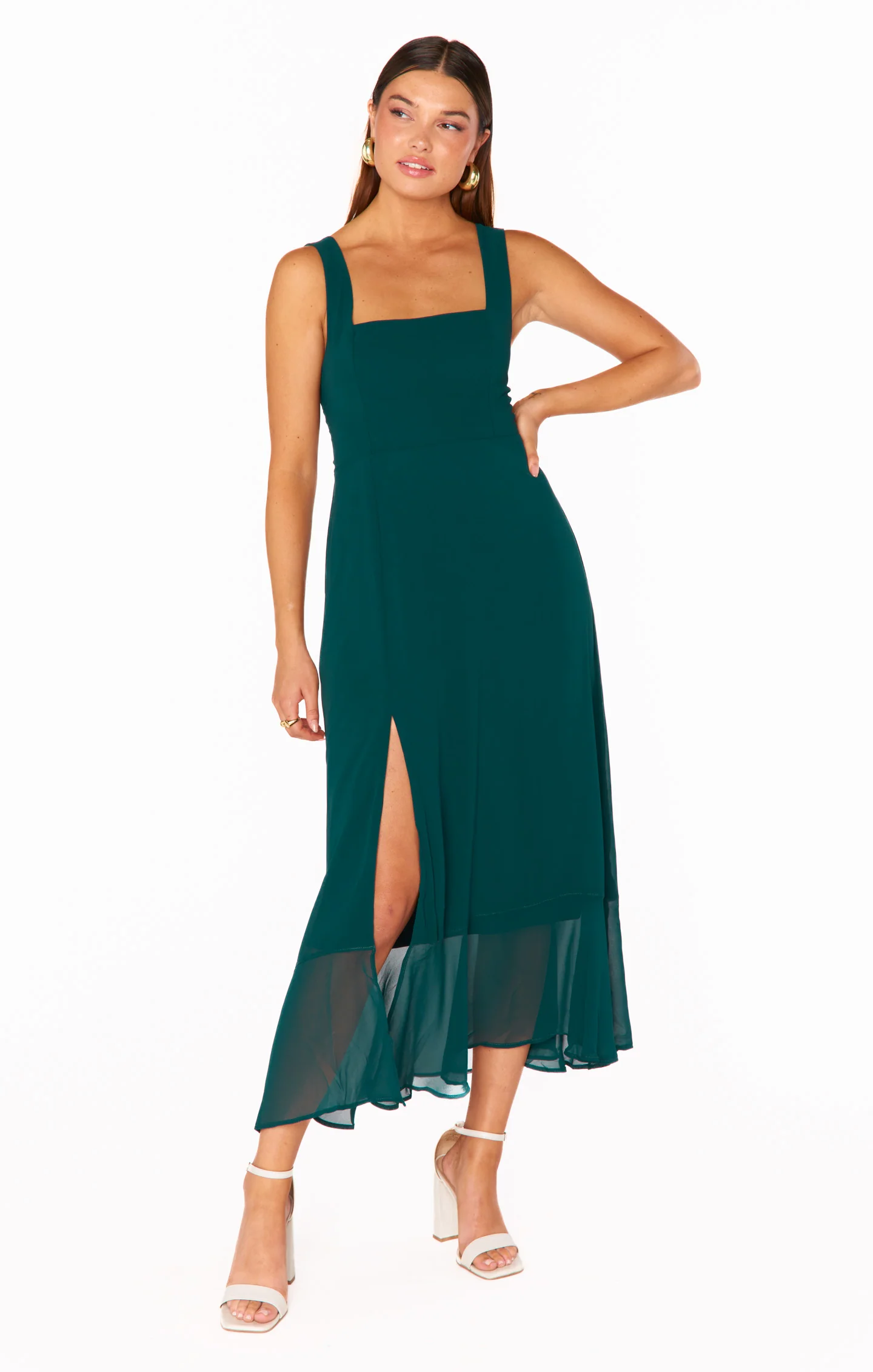 Elena Midi Dress ~ Green Tulle