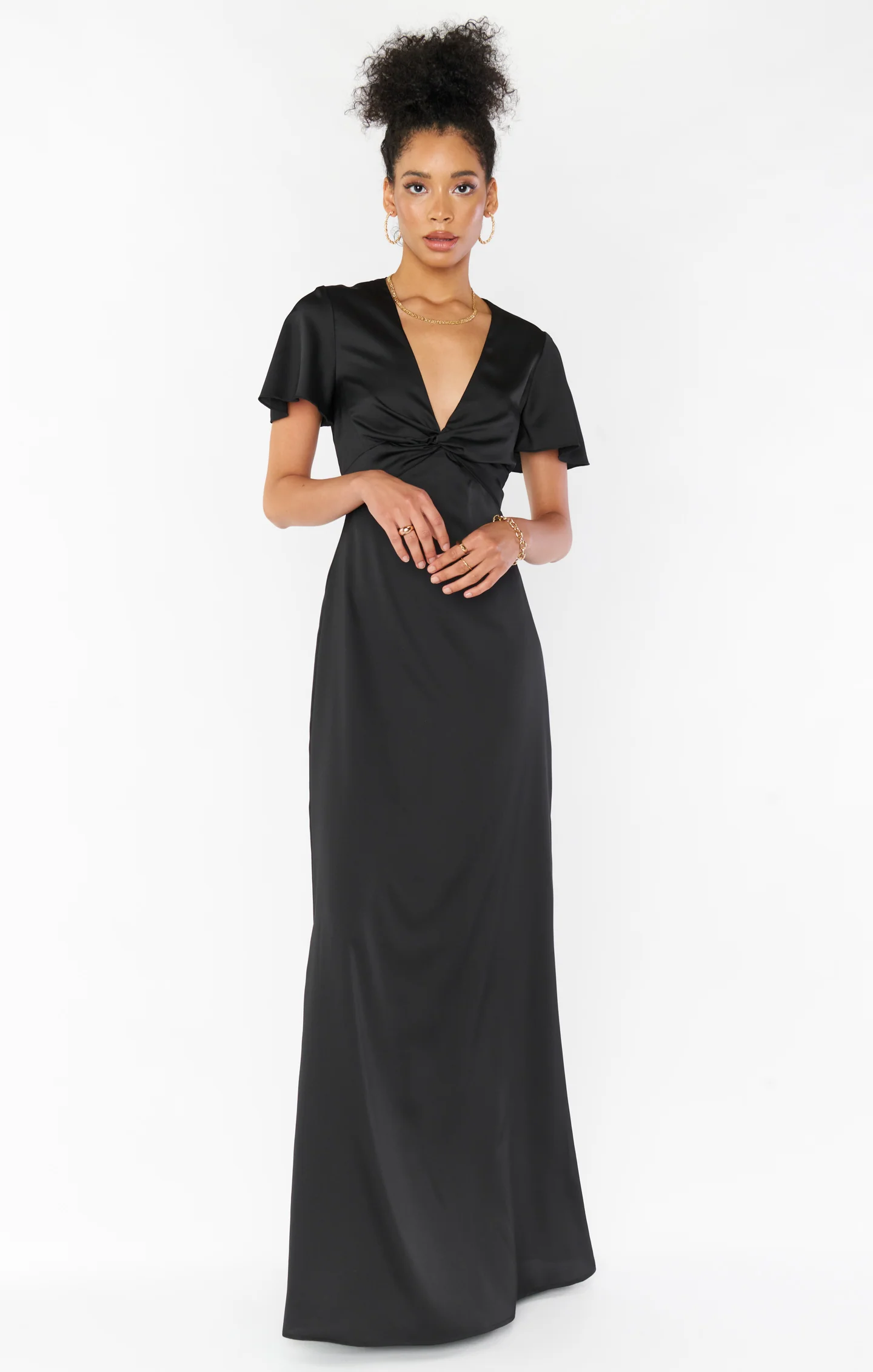 Rome Twist Gown ~ Black Luxe Satin